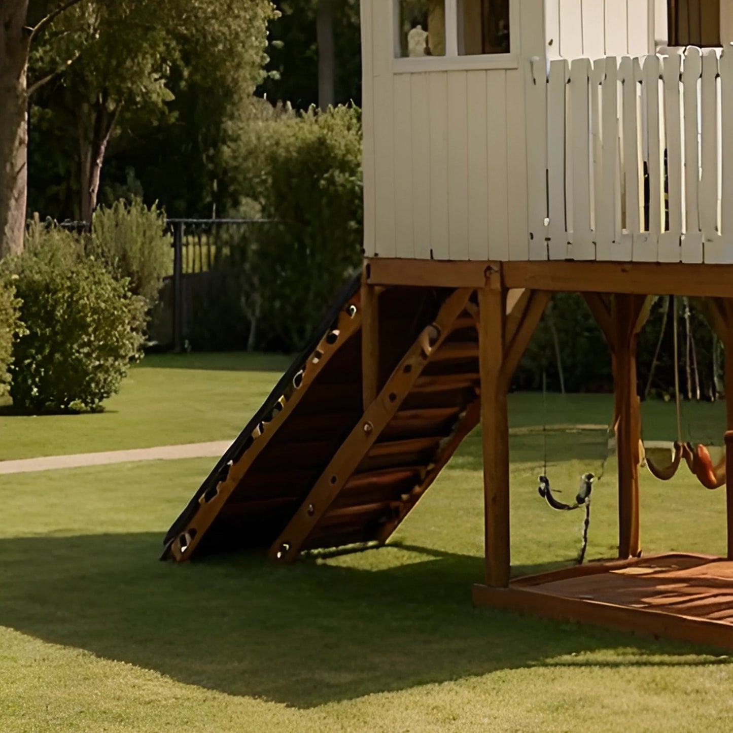 Wooden Outdoor Playground with Swings, Sandbox & Slide – Kids Backyard Playhouse