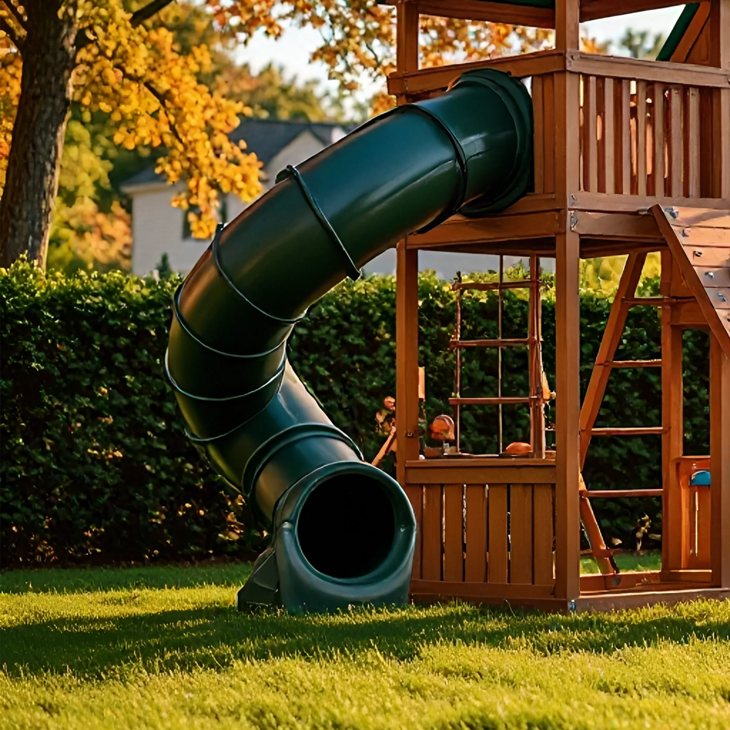 Wooden Outdoor Playground for Kids – Swing Set with Slide, Swings & Climbing Wall