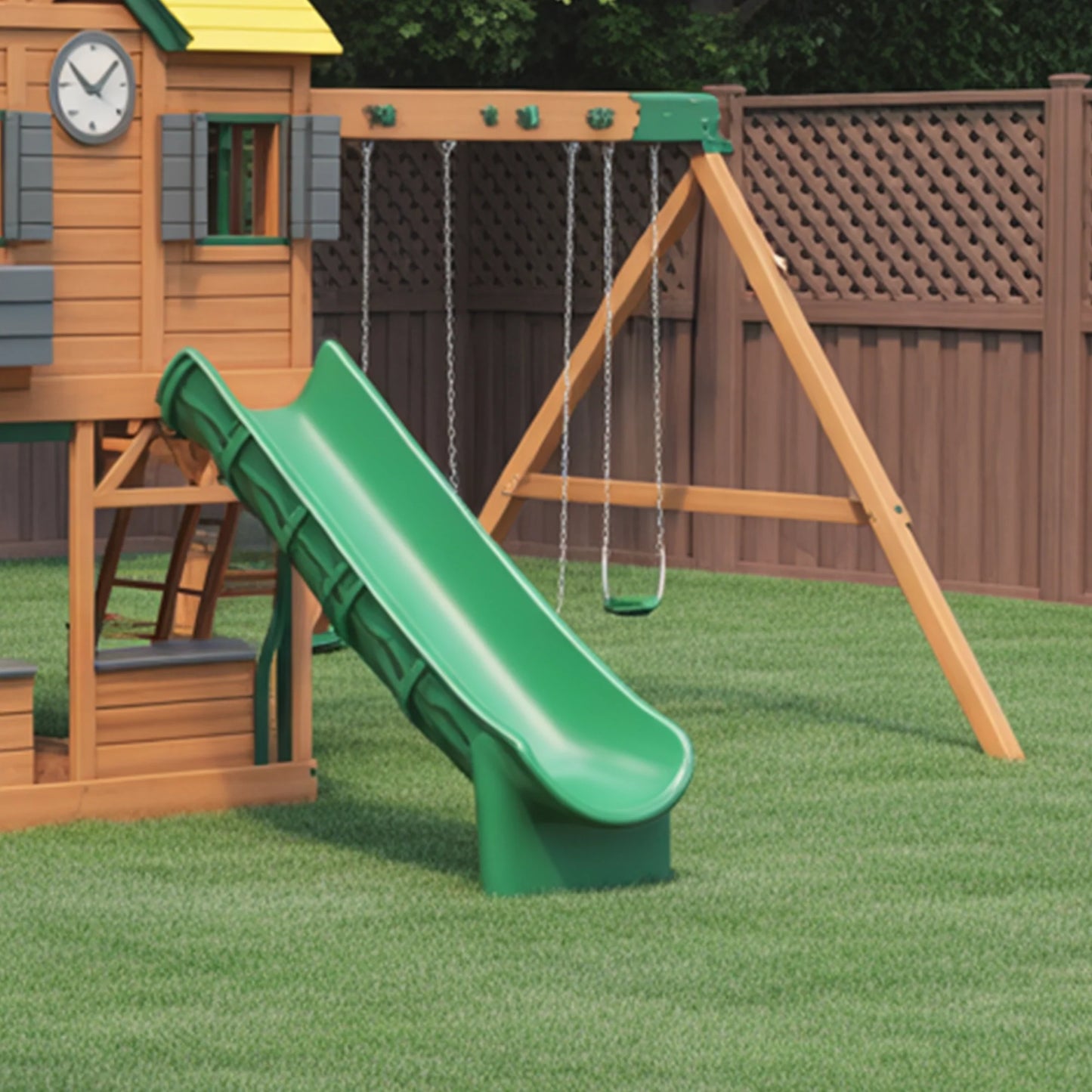Premium Wooden Swingset with Dual Slides & Tube Slide | Outdoor Playset