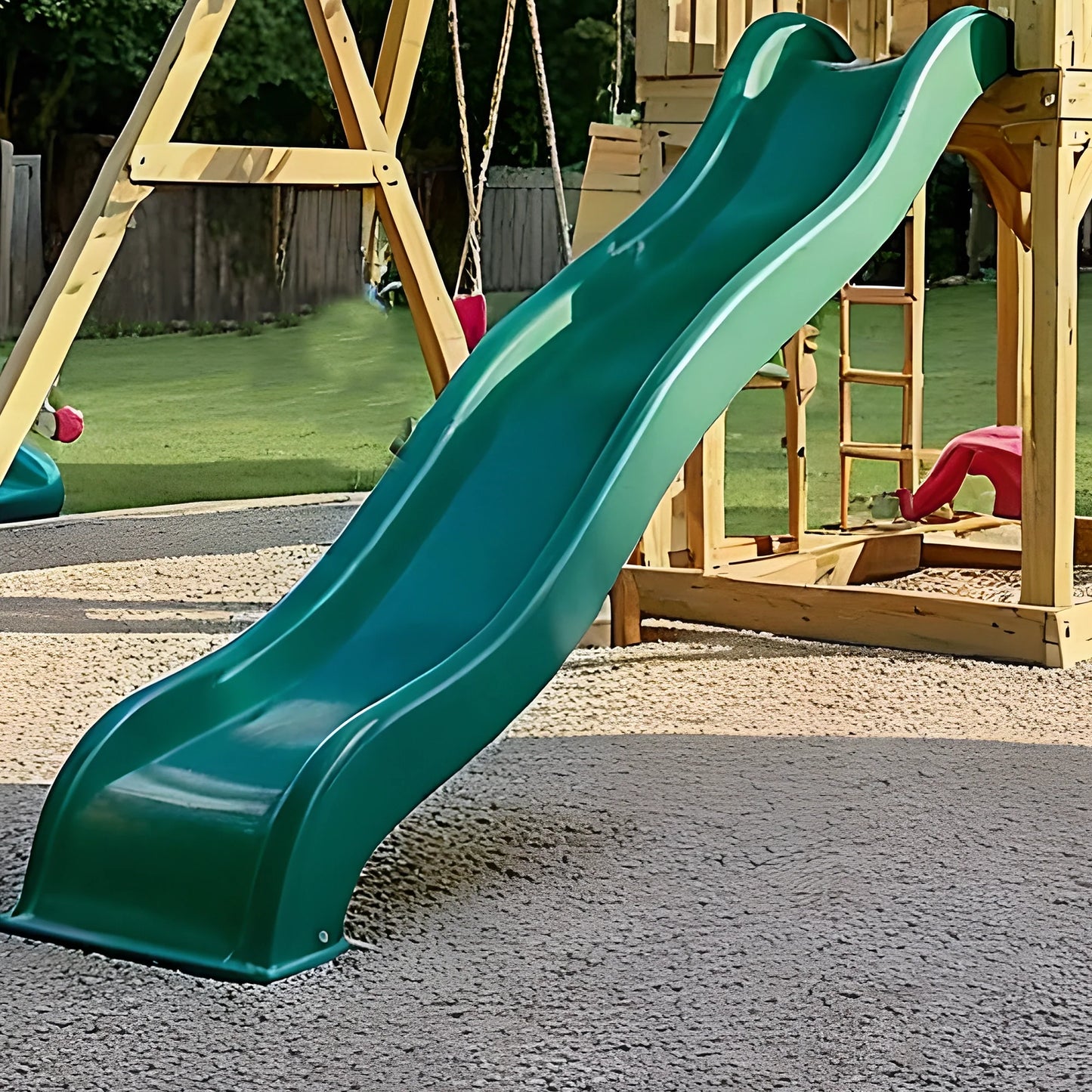Outdoor Swing Set with Swings, Slides & Playhouse – Kids Wooden Playground