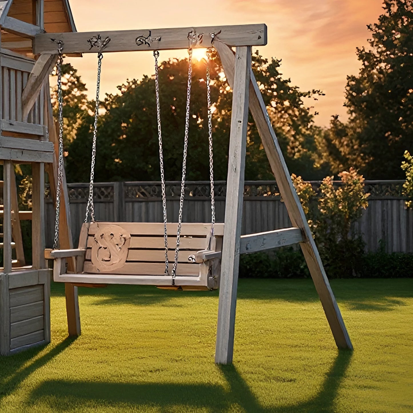 Kids Outdoor Wooden Playset with Swings, Ladder & Slides – Backyard Playground