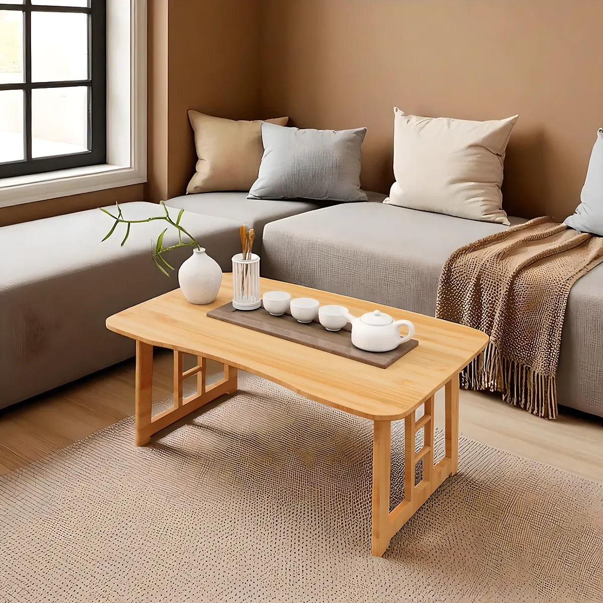 31.5″ Bamboo Coffee Table – Exquisite Asian Design, 265lb Load Capacity