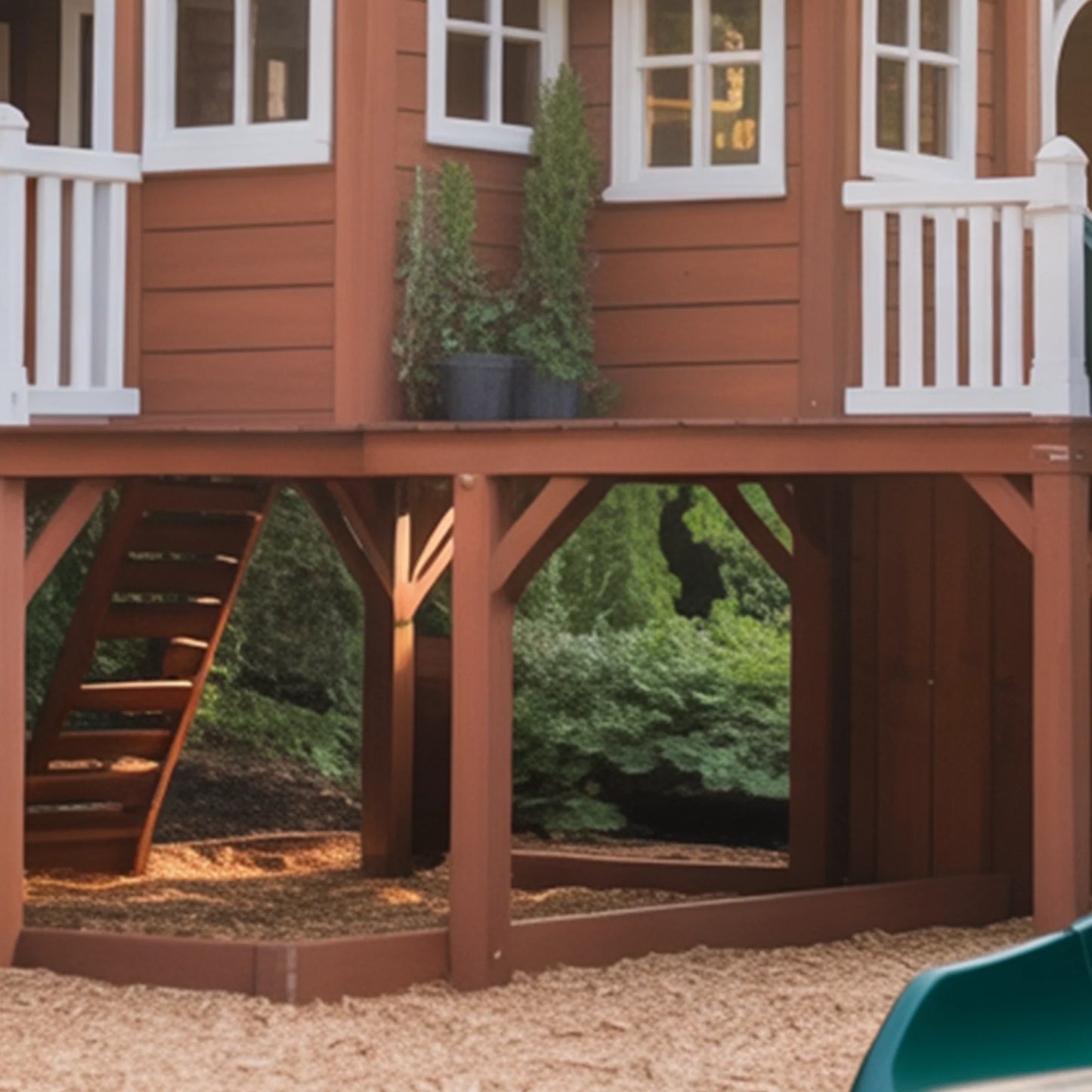 Deluxe Wooden Swingset with Dual Spiral Tube Slides, Clubhouse Tower & Outdoor Play Fort – 22ft x 12ft x 9ft Backyard Playground