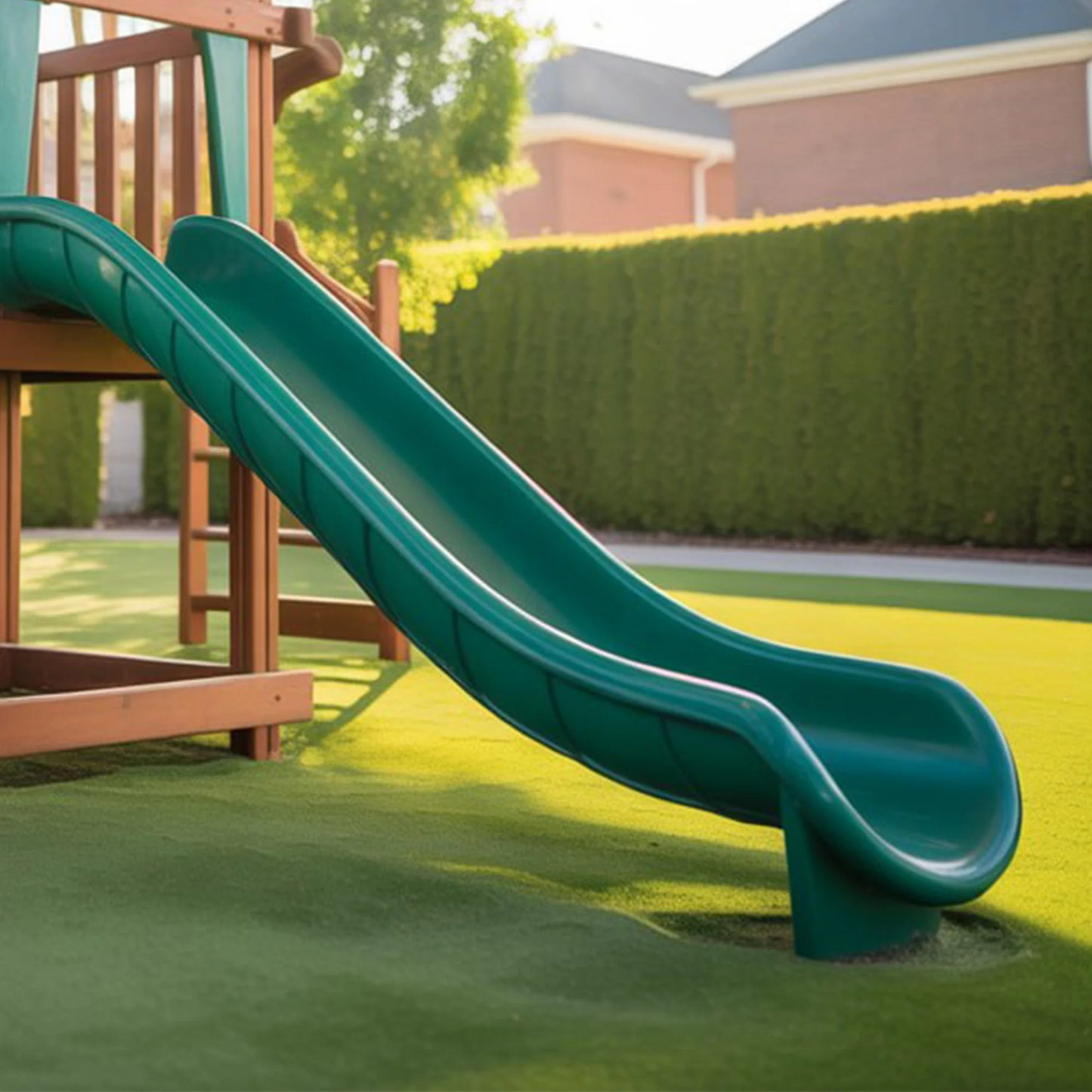 Heavy-Duty Wooden Swingset with Spiral Tube Slide & Double Swings