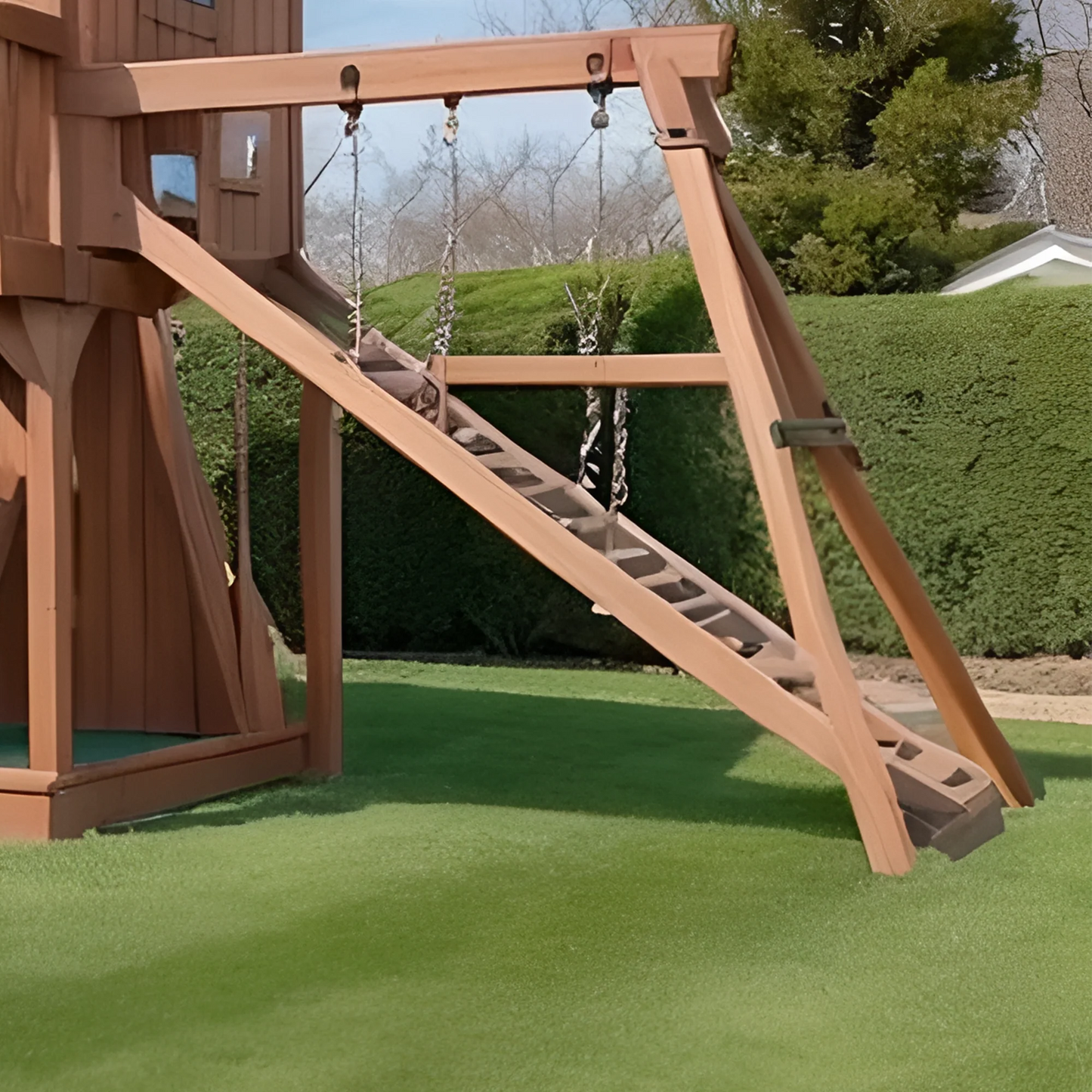 Wooden Swing Set with Toddler & Kids Swings, Slide & Bench – Backyard Outdoor Playset