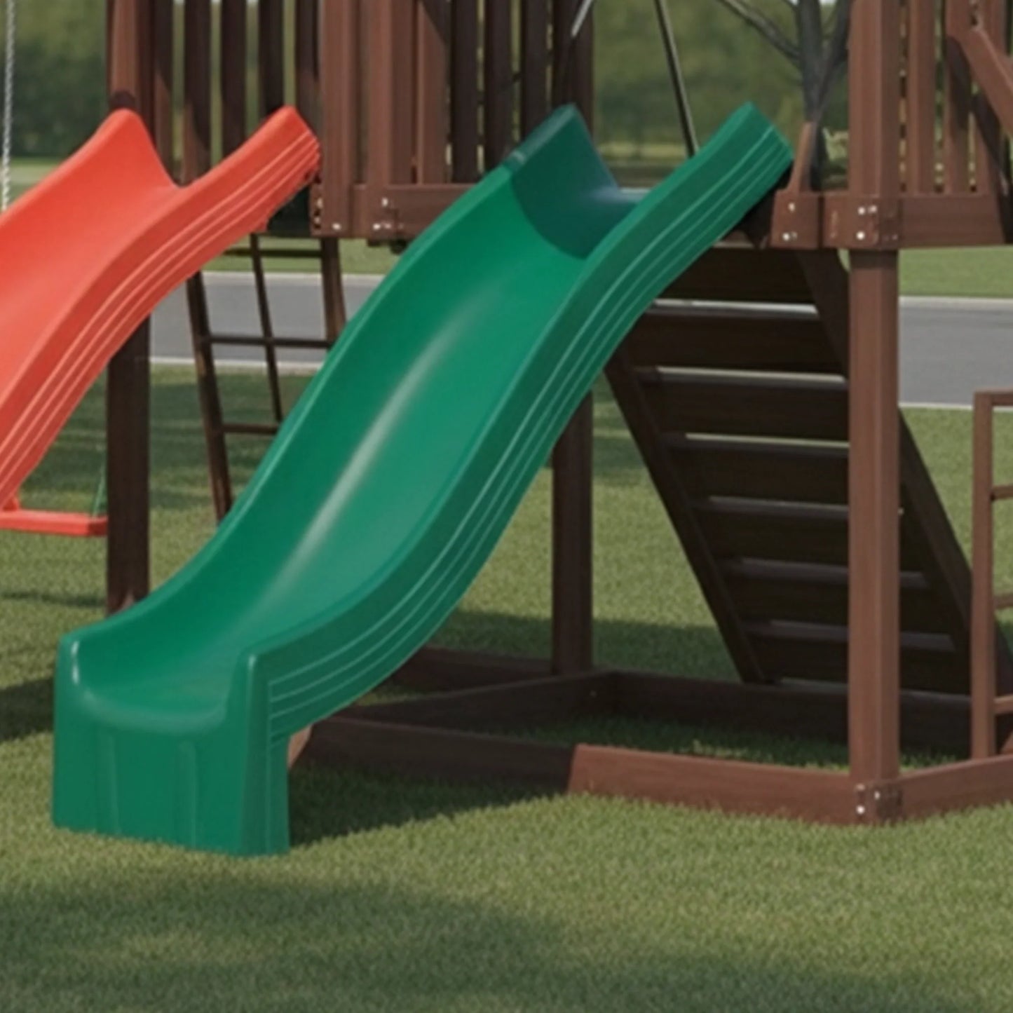 Wooden Swingset with Double Slides & Climbing Ladder – 22x12 ft Outdoor Playset