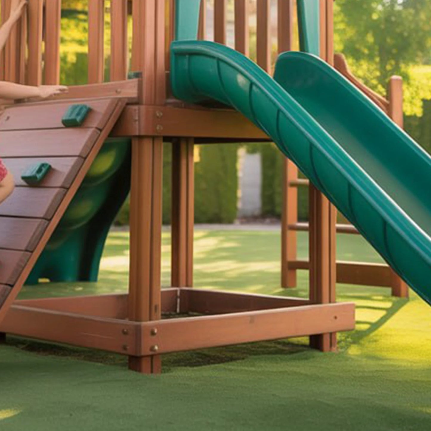 Heavy-Duty Wooden Swingset with Spiral Tube Slide & Double Swings