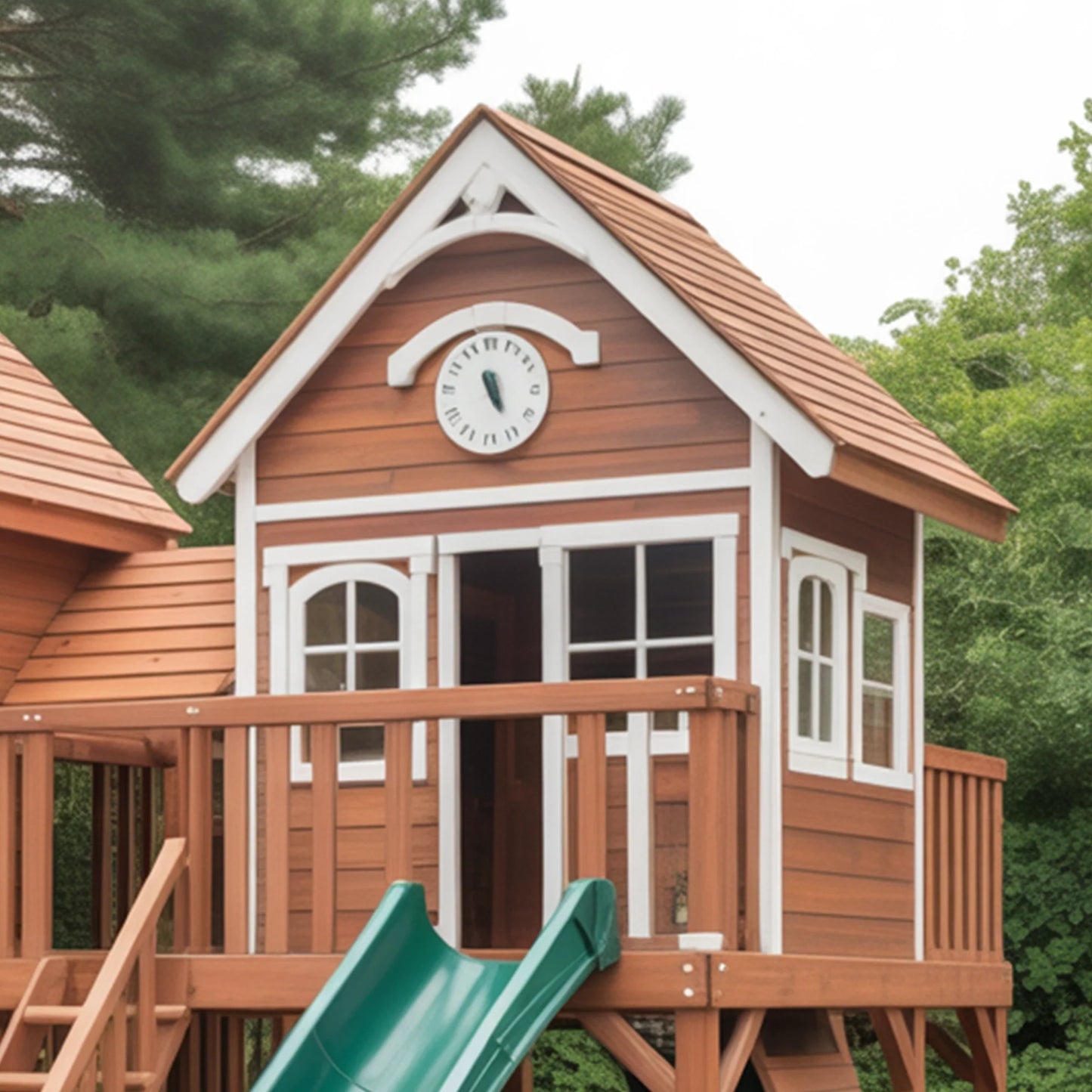 Premium Wooden Swingset with Spiral Tube Slide, Straight Slide, Double Towers & Swings – Outdoor Backyard Playset (22ft x 12ft x 9ft)