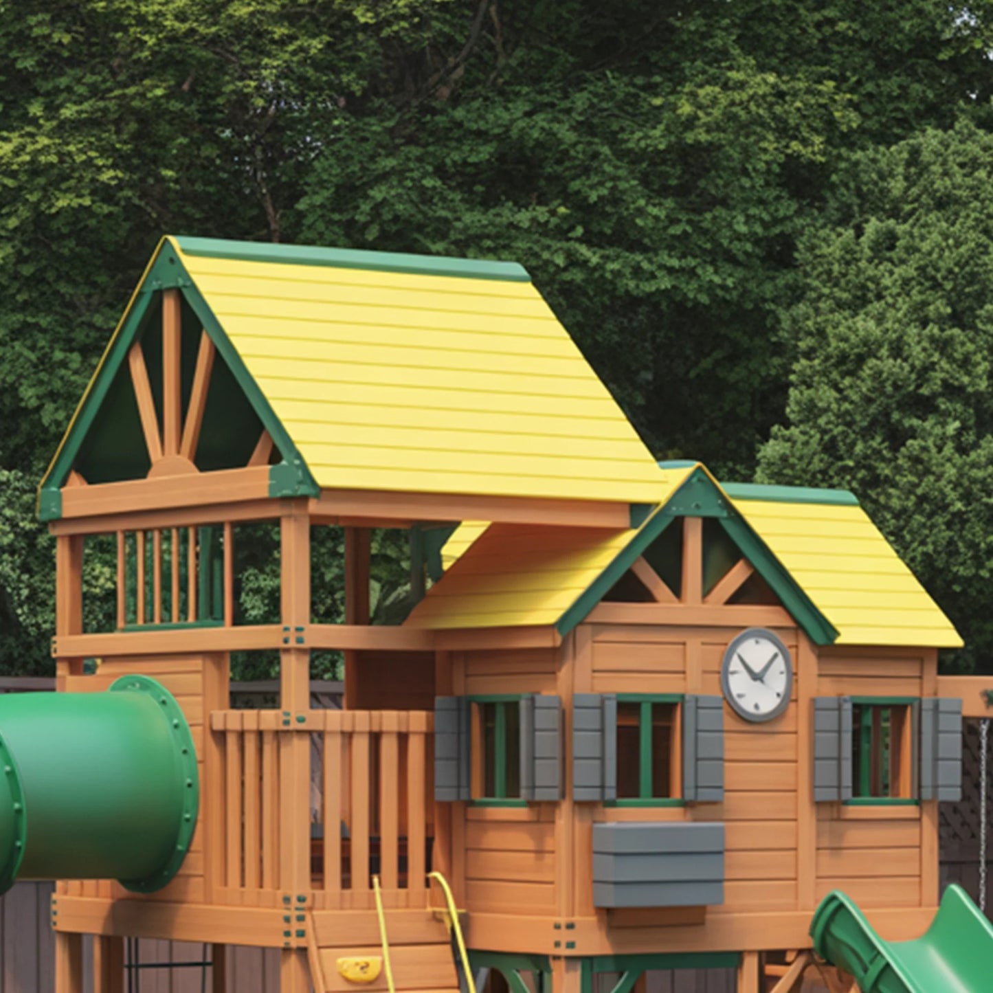 Premium Wooden Swingset with Dual Slides & Tube Slide | Outdoor Playset