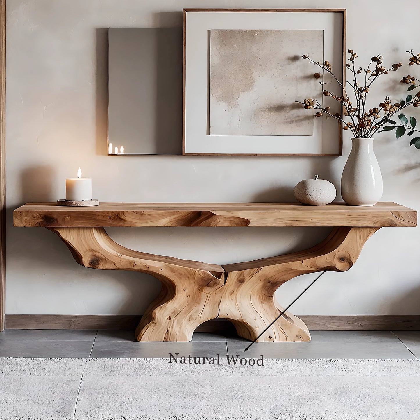 Handmade rustic console table unique natural wood furniture for home decor
