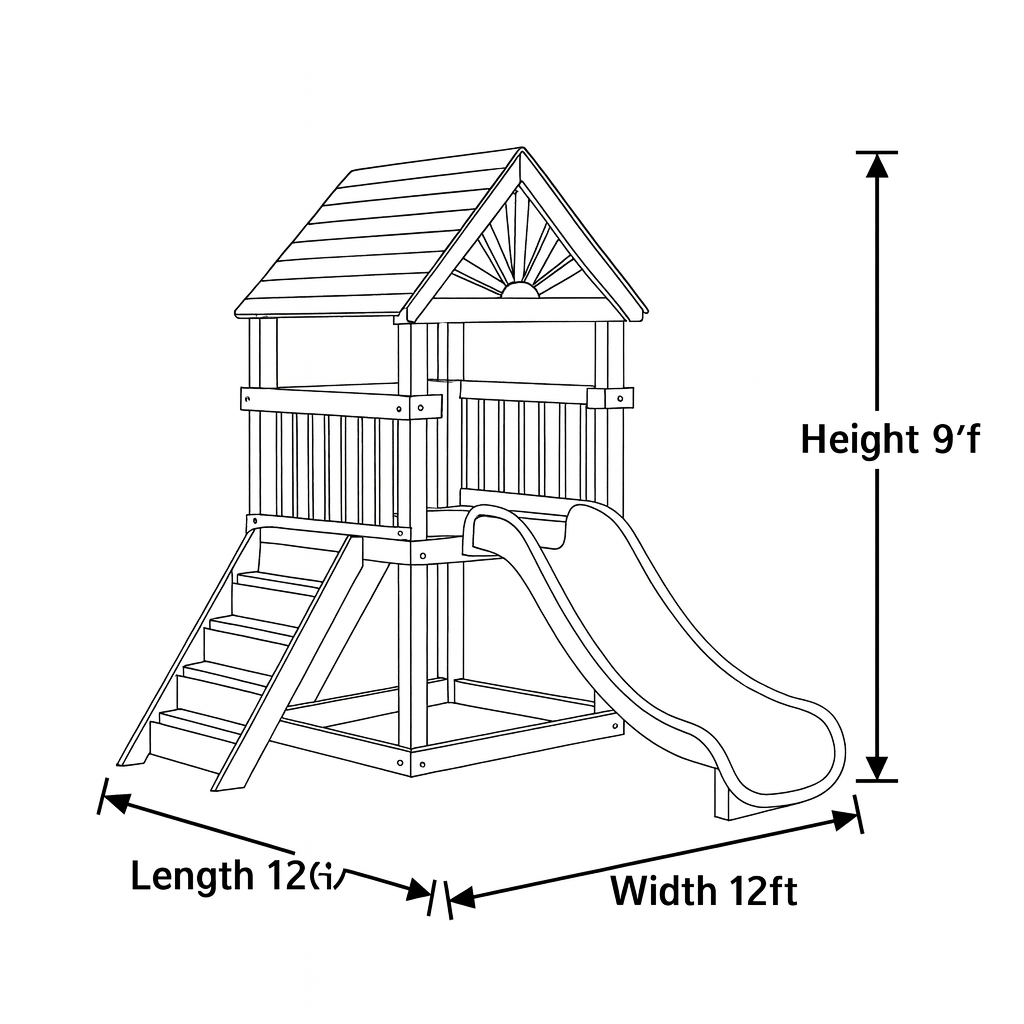 Heavy-Duty Wooden Swingset with Spiral Tube Slide & Double Swings