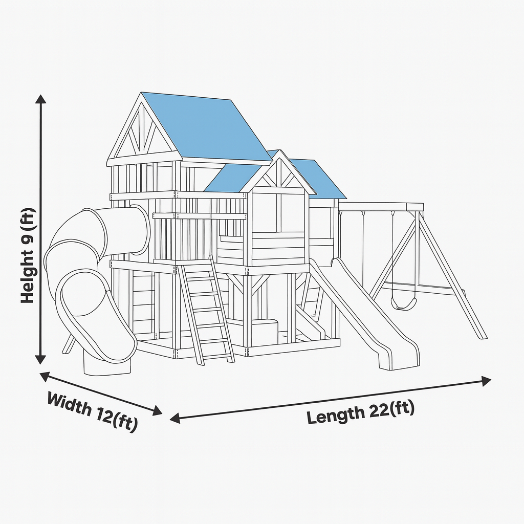 Premium Wooden Swingset with Dual Slides & Tube Slide | Outdoor Playset