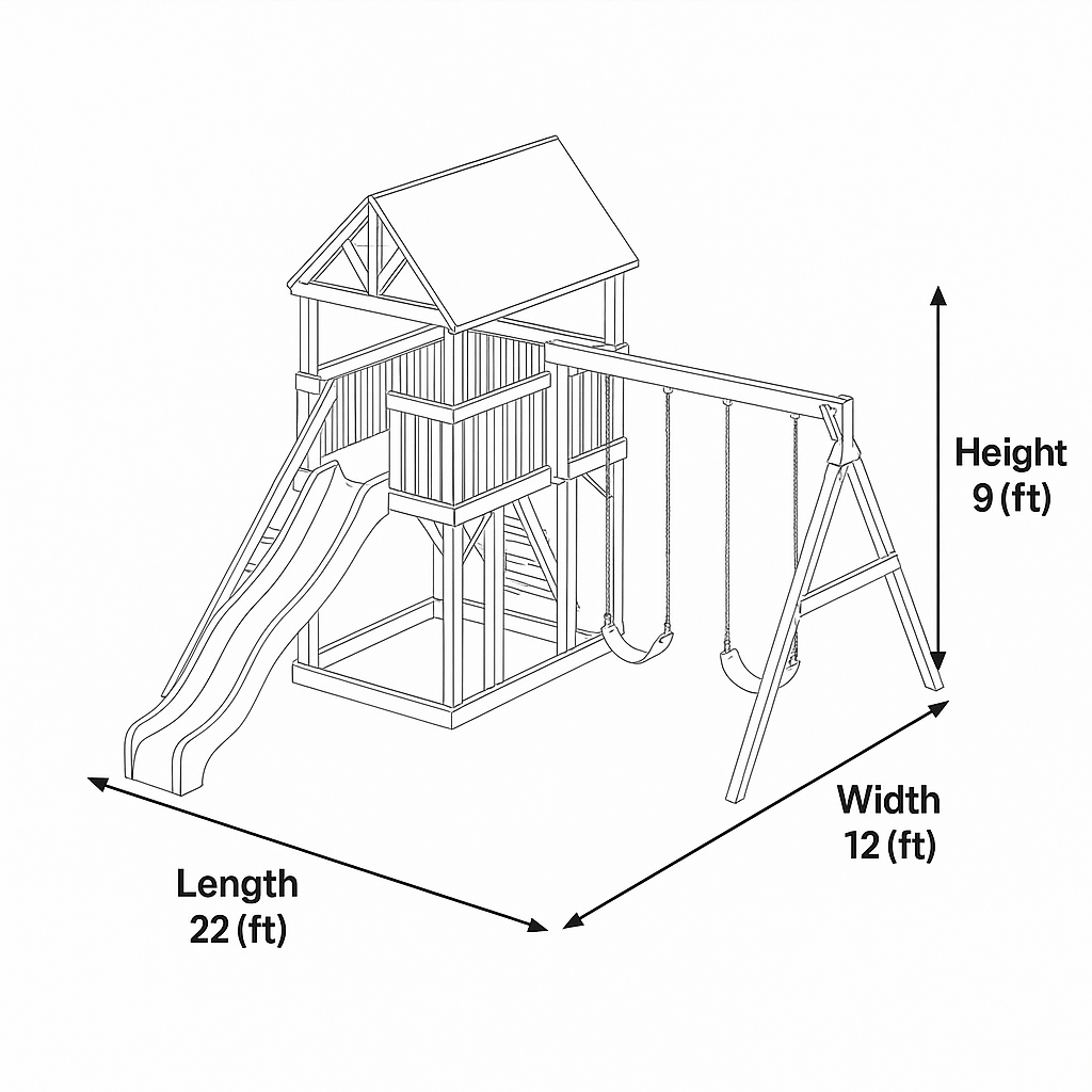 Premium Wooden Swingset with Double Slide & Swings – Outdoor Playset
