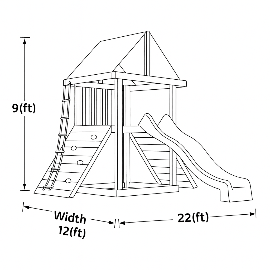 Wooden Swingset with Slide, Climbing Wall & Ladder – Kids Outdoor Playground