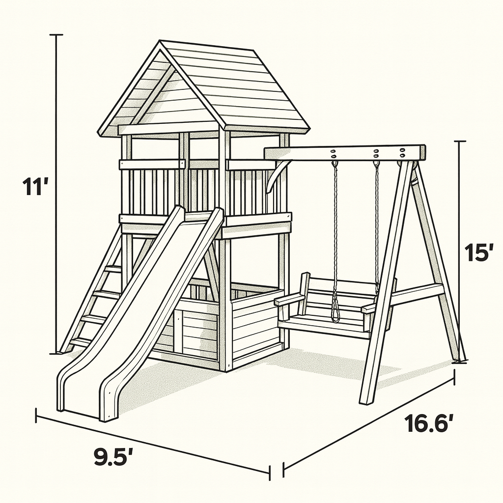 Kids Outdoor Wooden Playset with Swings, Ladder & Slides – Backyard Playground
