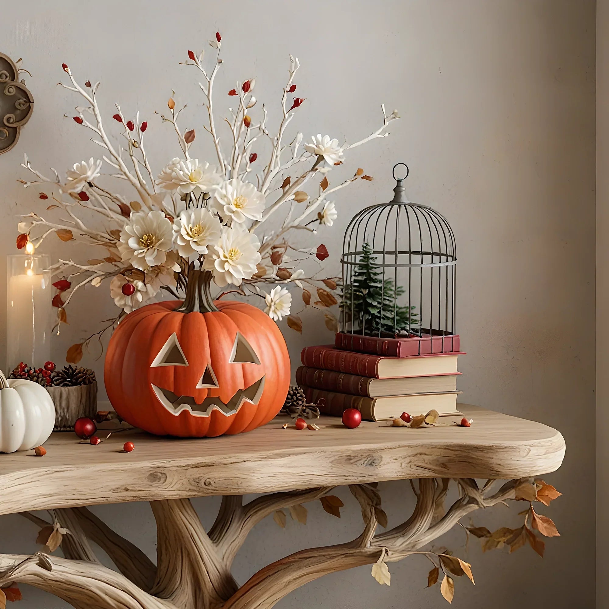 Console table driftwood natural branch rustic tree live edge table shelf floating bookshelf entry way table farmhouse decor