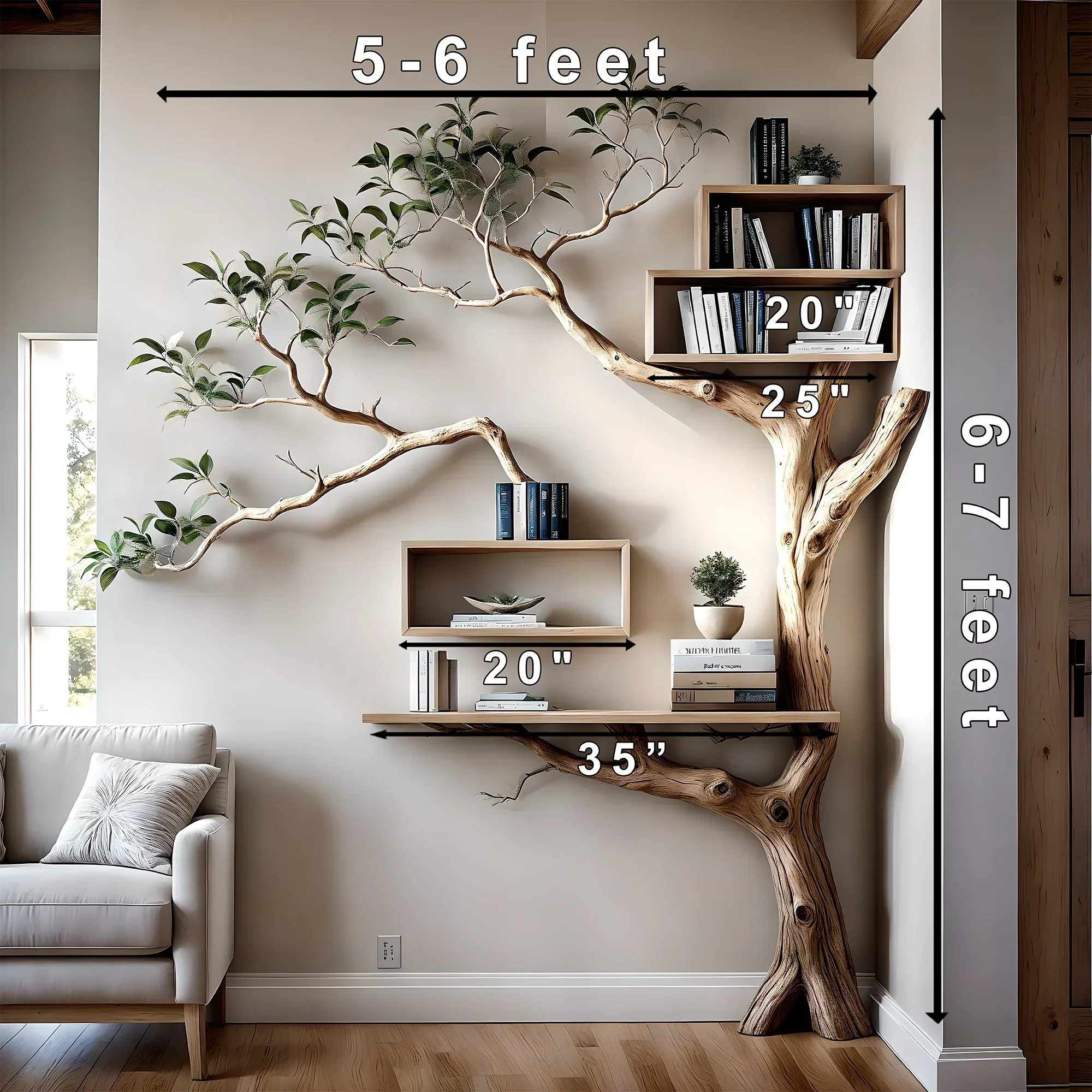Corner bookshelf for home decoration