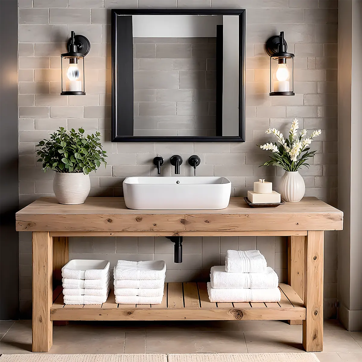 Elmstone Vanity – Solid Oak Farmhouse Bathroom Design - Rustira