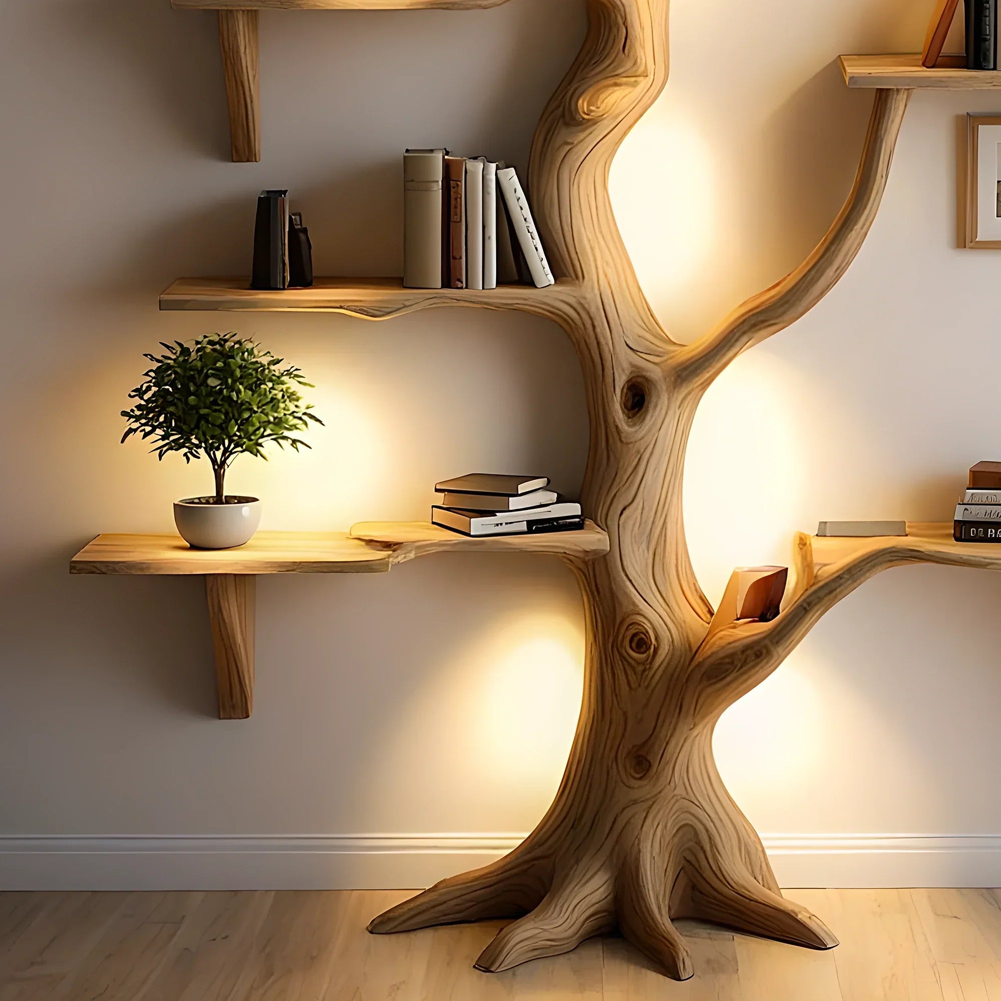 Floating wood shelf live edge wall mounted wood floating shelves for wall decor.