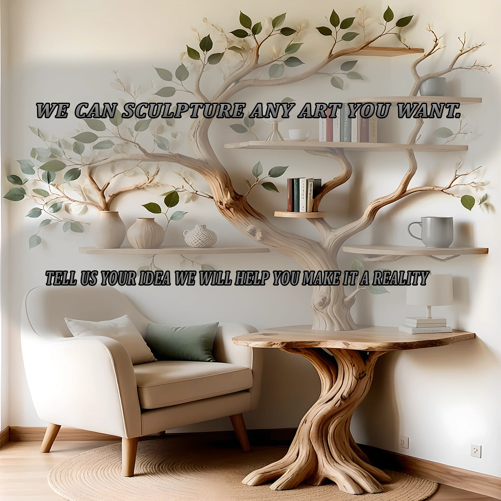 Handcrafted Tree Bookshelf – Creative Storage Solution with Organic Aesthetic