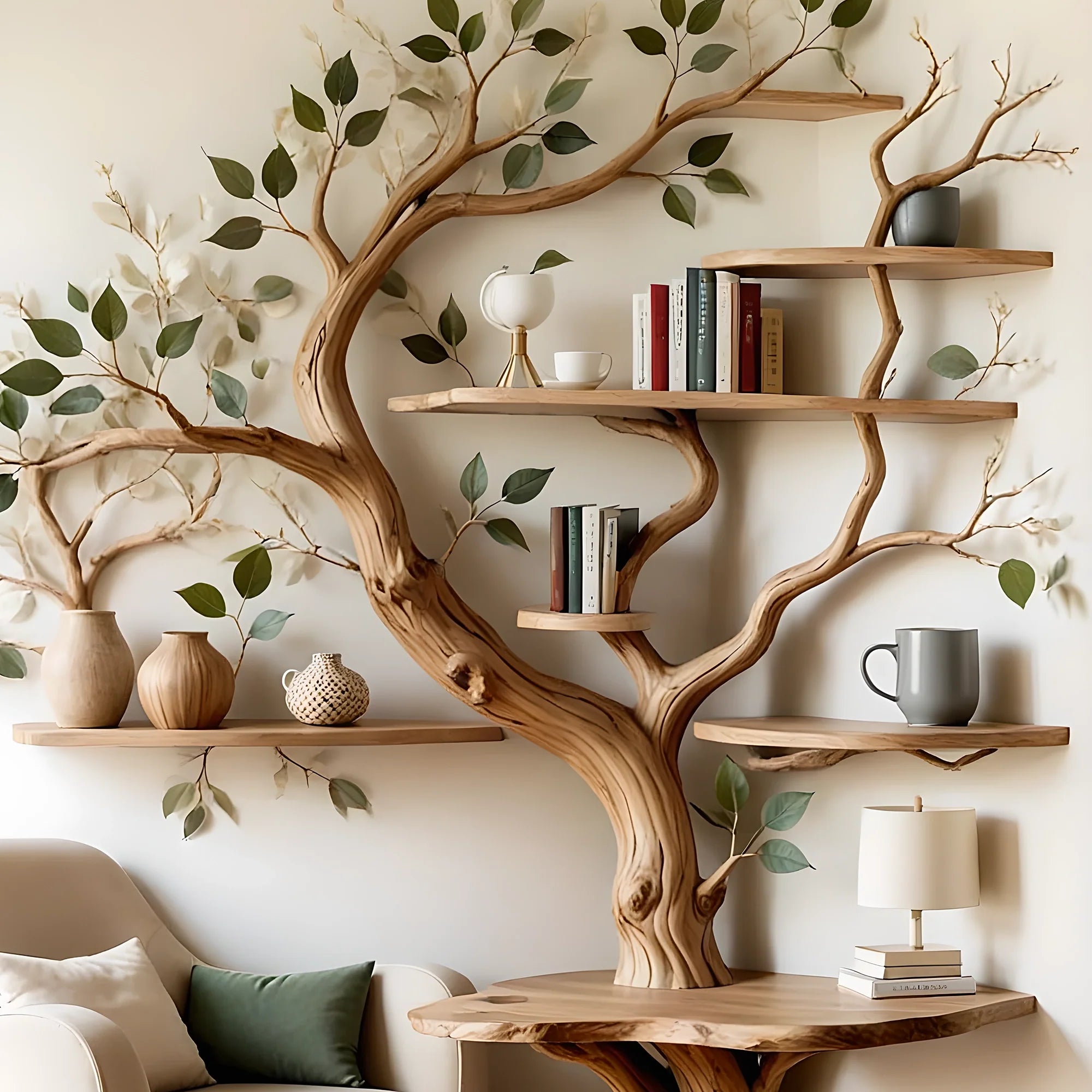 Handcrafted Tree Bookshelf – Creative Storage Solution with Organic Aesthetic