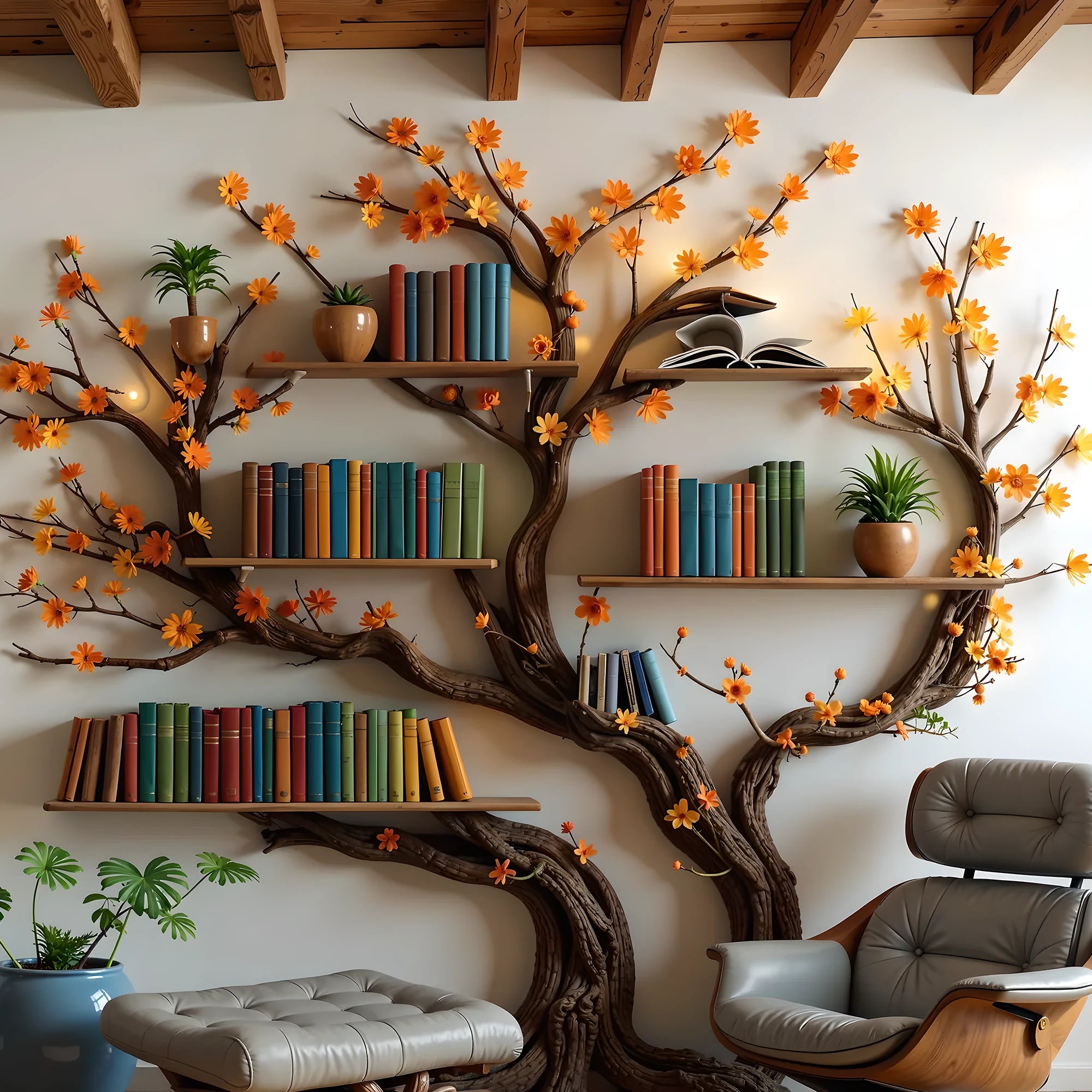 Handmade Bookshelf – Tree Branch Design Full of Inspiration .