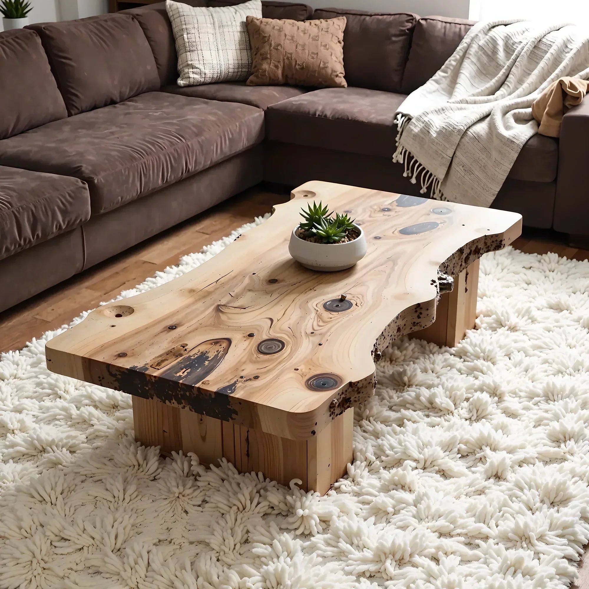 Handmade coffee table, rustic natural wood coffee table, live edge farm table, living room table, living room décor