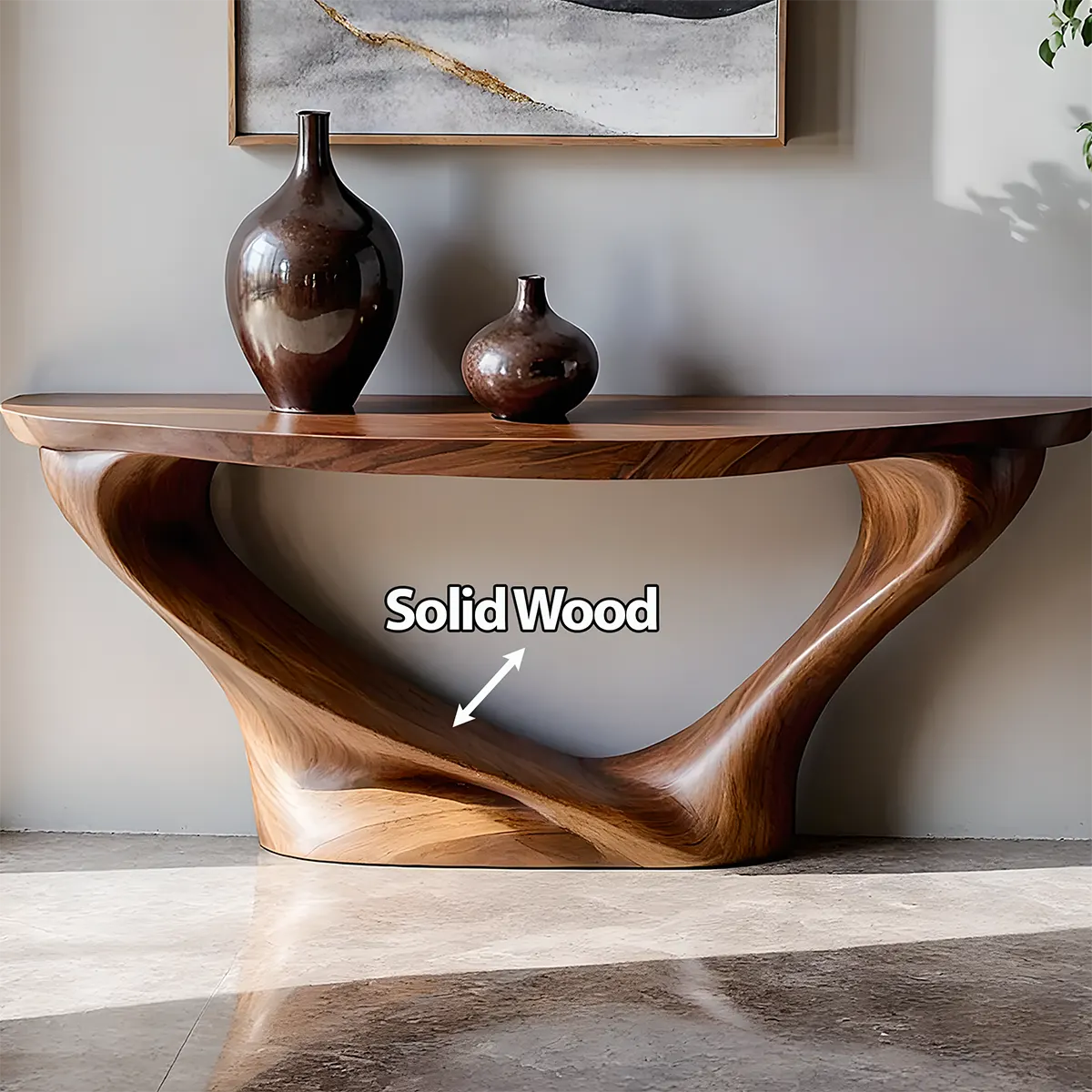 Harmony Arc Walnut Console Table – Handcrafted Elegance - Rustira