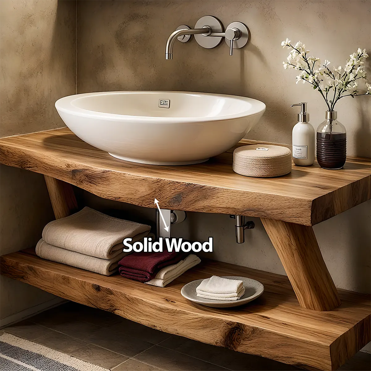 Harmony Oak Vanity – Solid Wood Spa Bathroom Design - Rustira