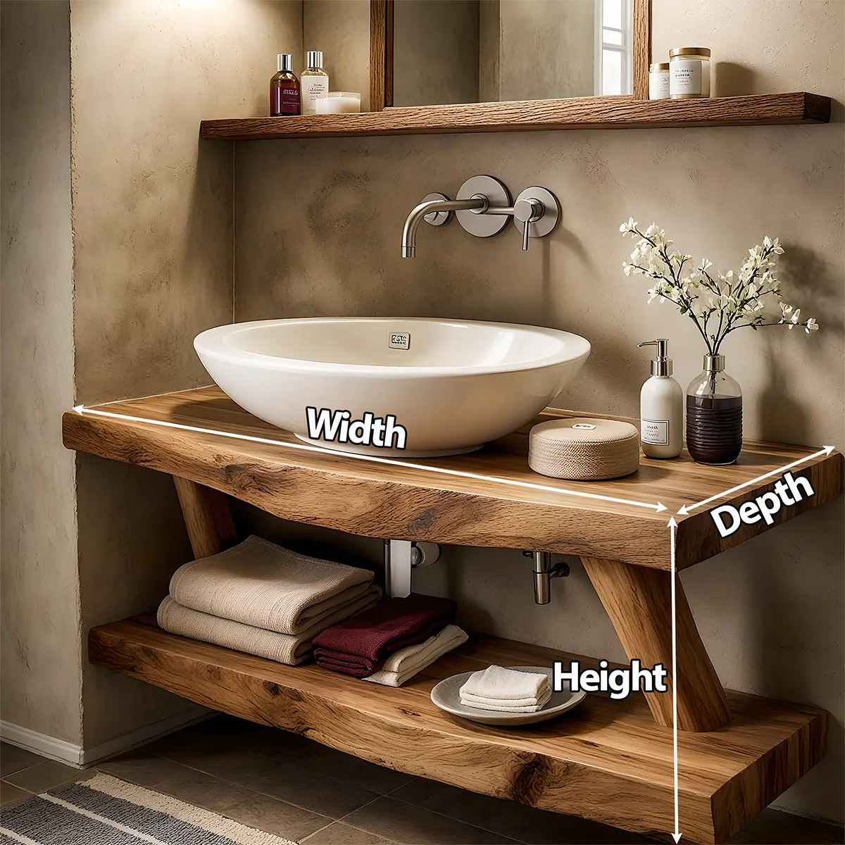 Harmony Oak Vanity – Solid Wood Spa Bathroom Design - Rustira