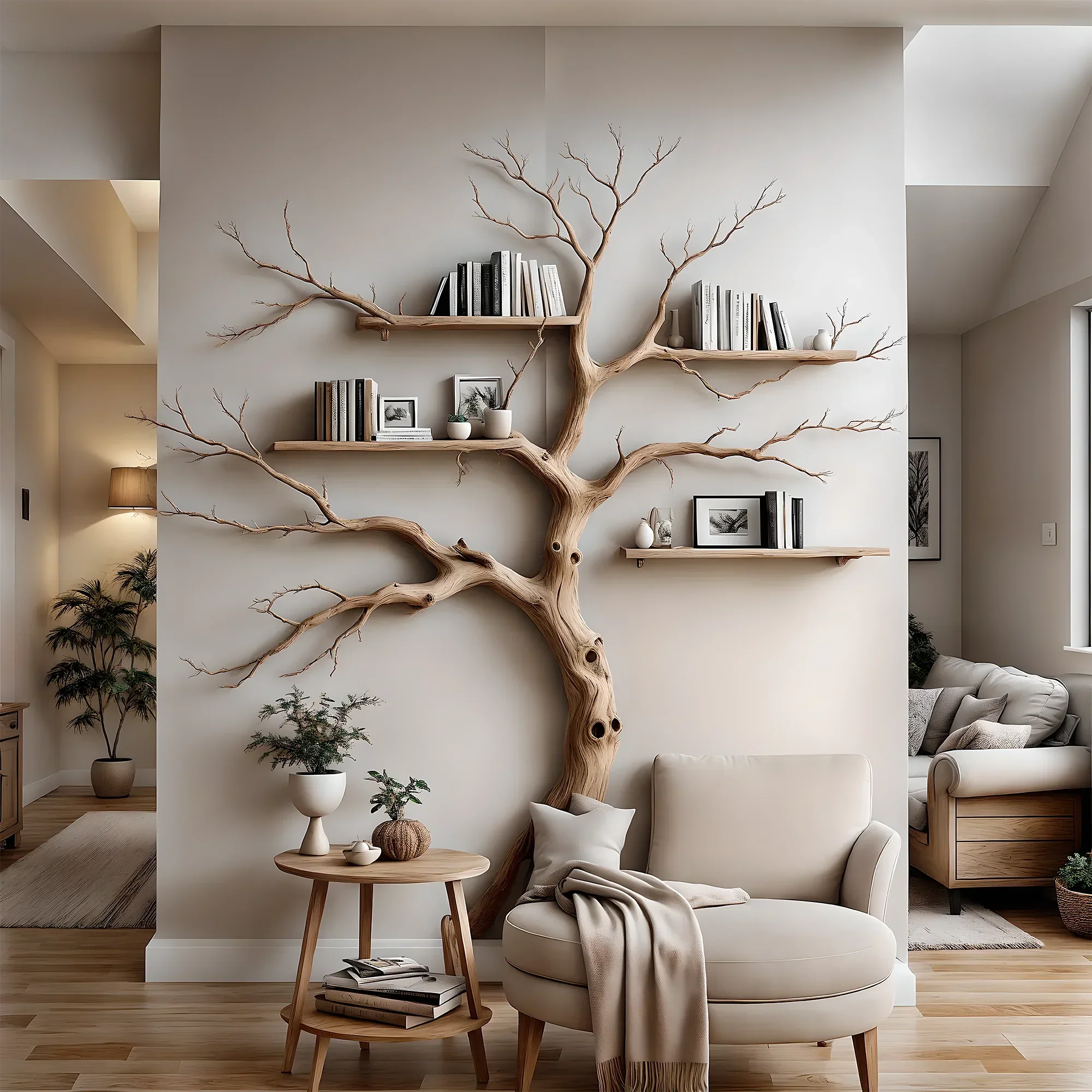 Home wall decoration bookshelf, solid wood bookshelf, 100% handmade wooden bookshelf