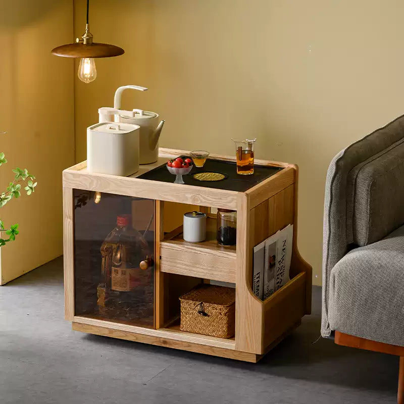 Japanese Wabi-Sabi Wooden Tea Cabinet - Rustira