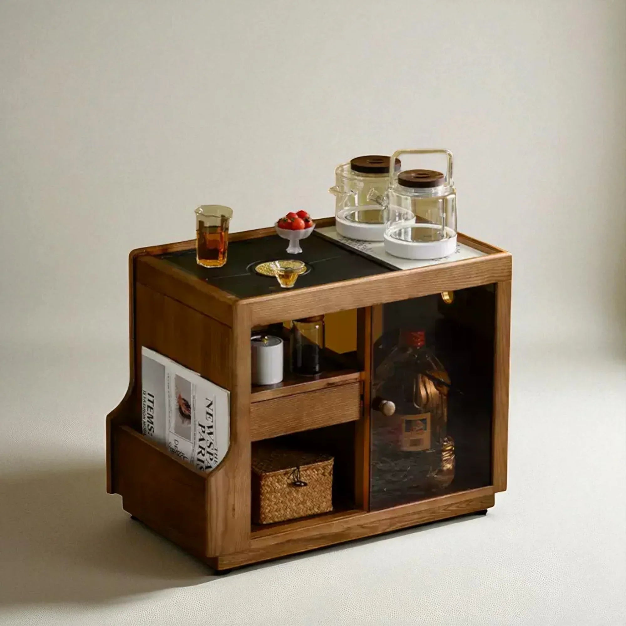 Japanese Wabi-Sabi Wooden Tea Cabinet - Rustira