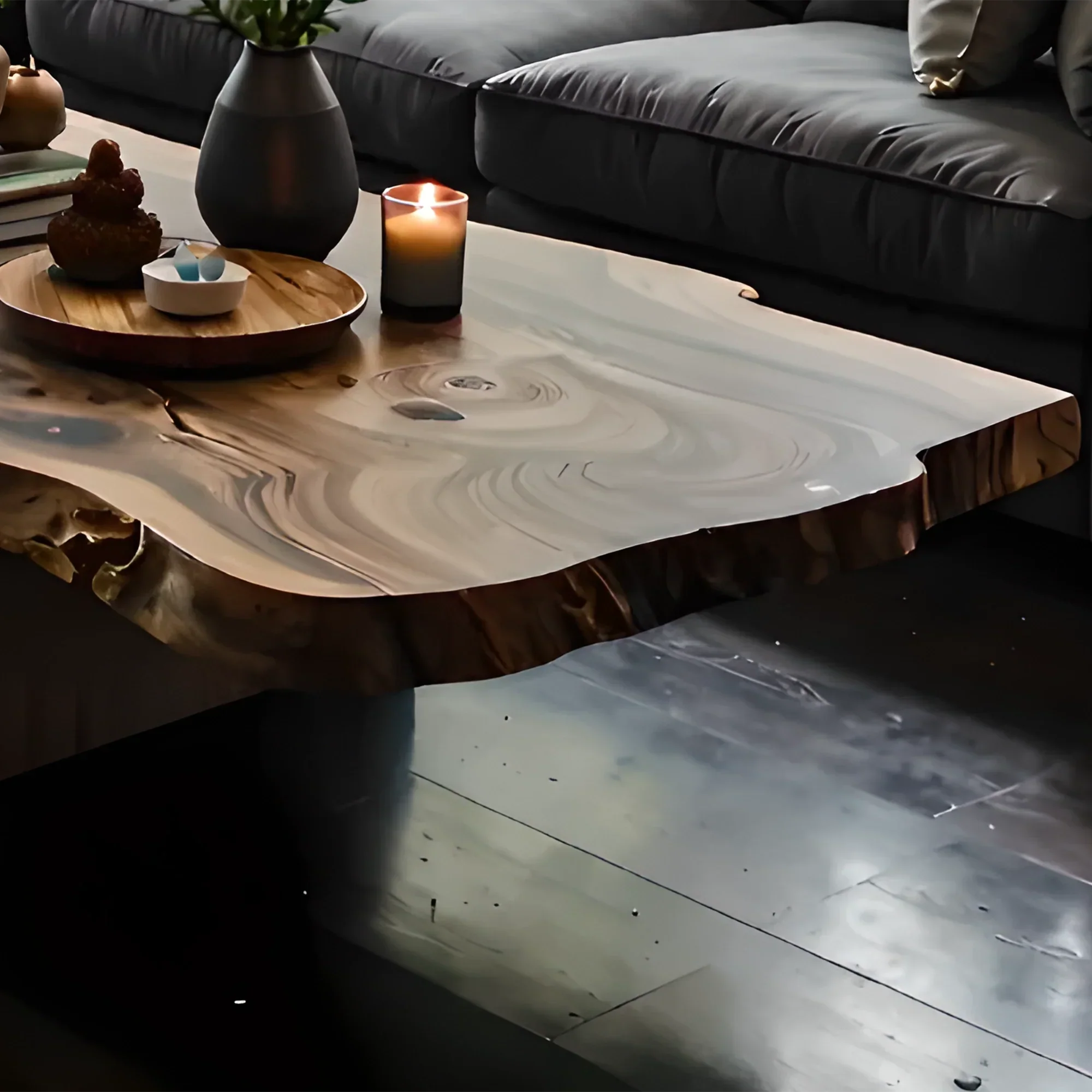 Large Rustic Coffee Table Made from Recycled Solid Wood Handcrafted Furniture Custom Live Edge Table