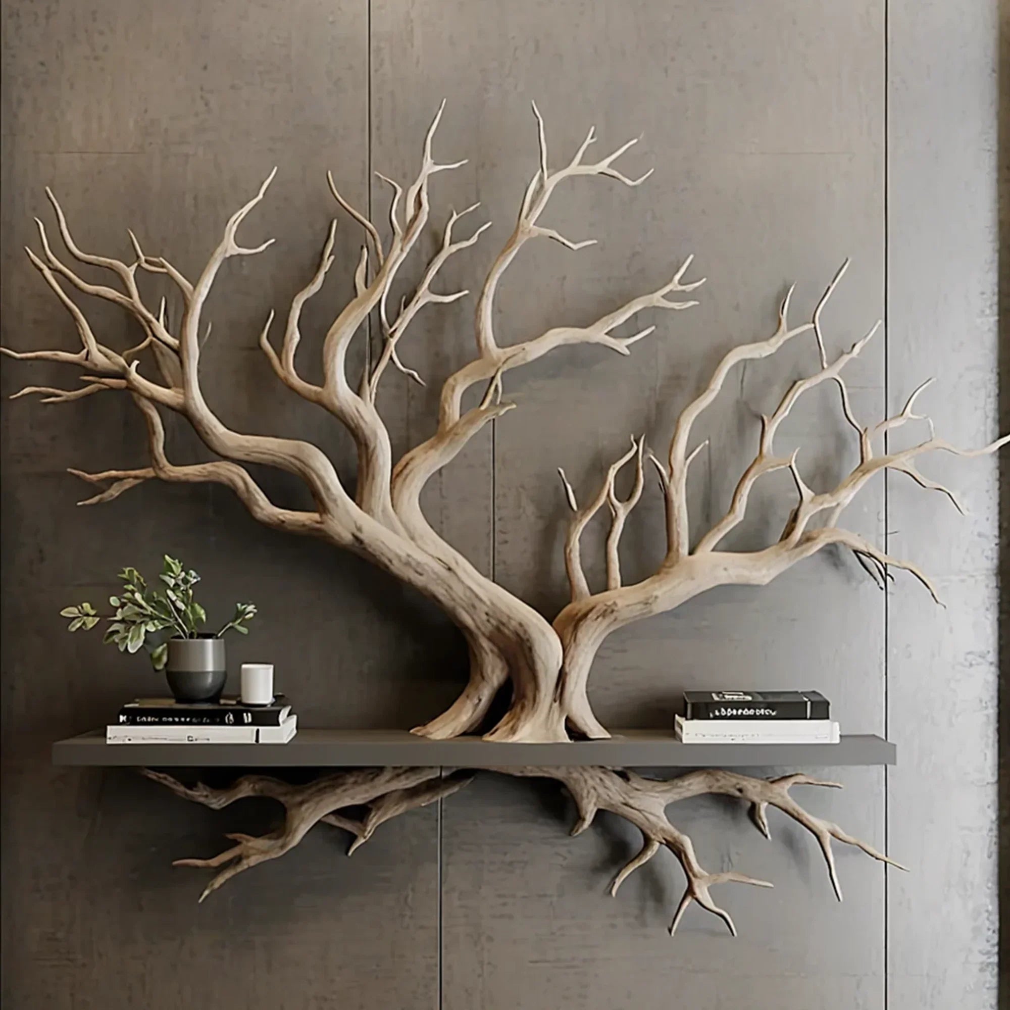 Live edge floating shelf driftwood rustic corner wall shelf custom low bookcase wall art decor