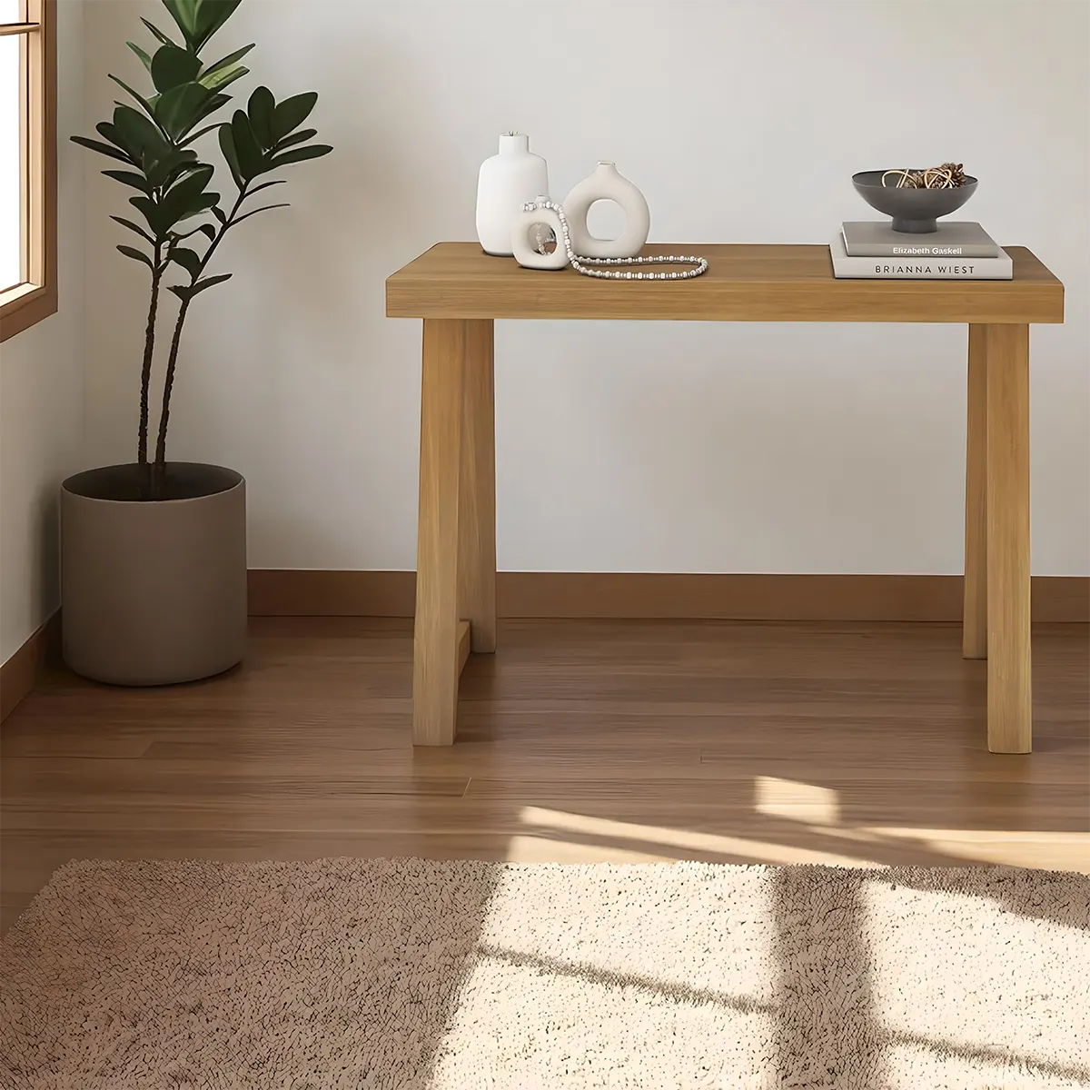 Minimalist Console Table – Natural Oak, Elegant and Refined