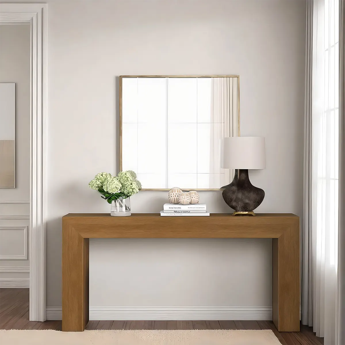 Minimalist Laminate Oak Modern Console Table