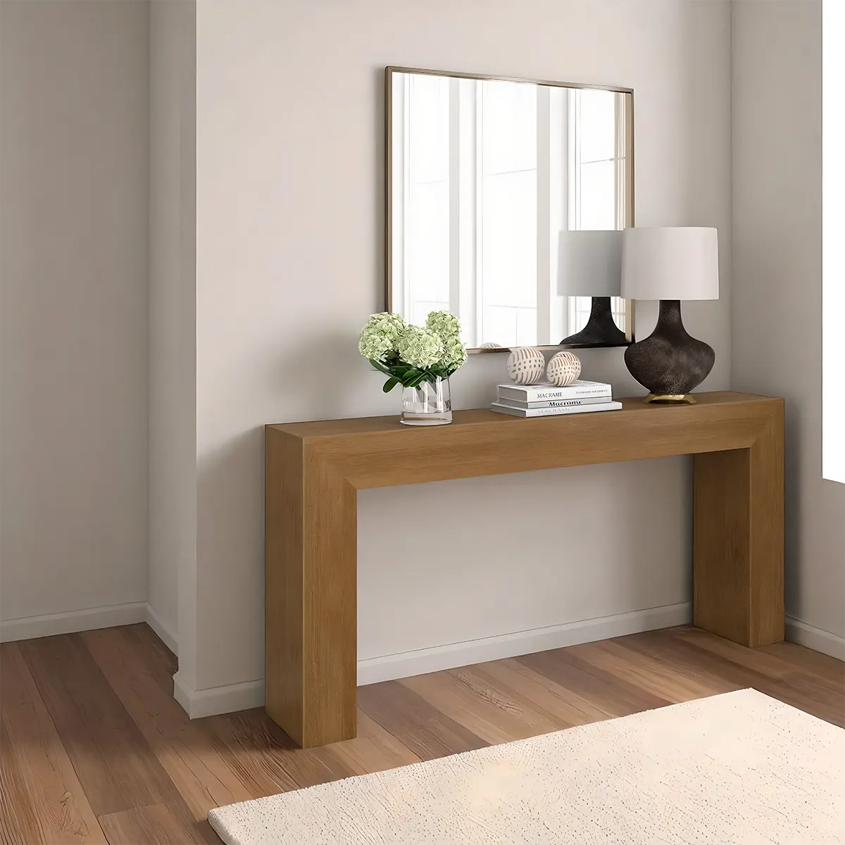 Minimalist Laminate Oak Modern Console Table