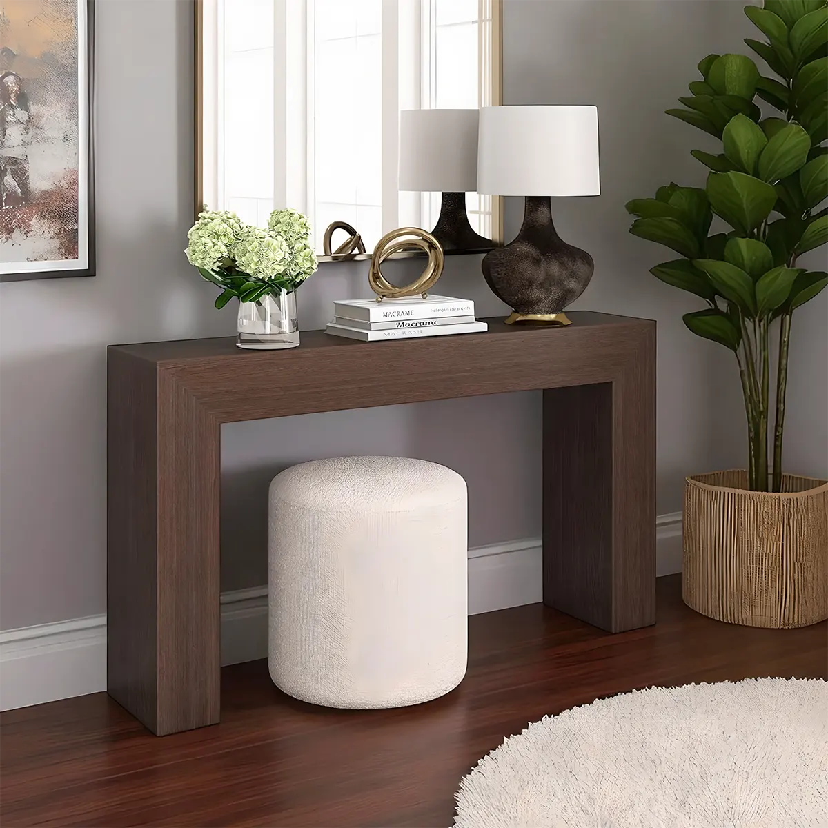 Minimalist Laminate Oak Modern Console Table