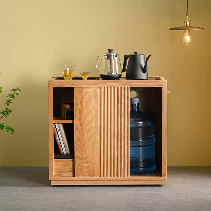 Minimalist Wooden Tea Cabinet – Solid Wood Storage Design - Rustira