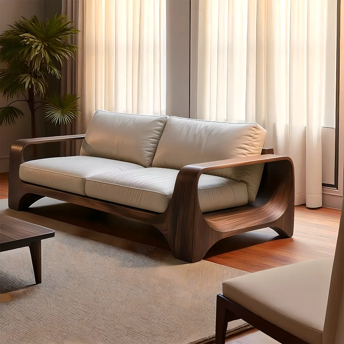 Modern Design Ash Wood Sofa - Luxurious, Durable Solid Wood Frame