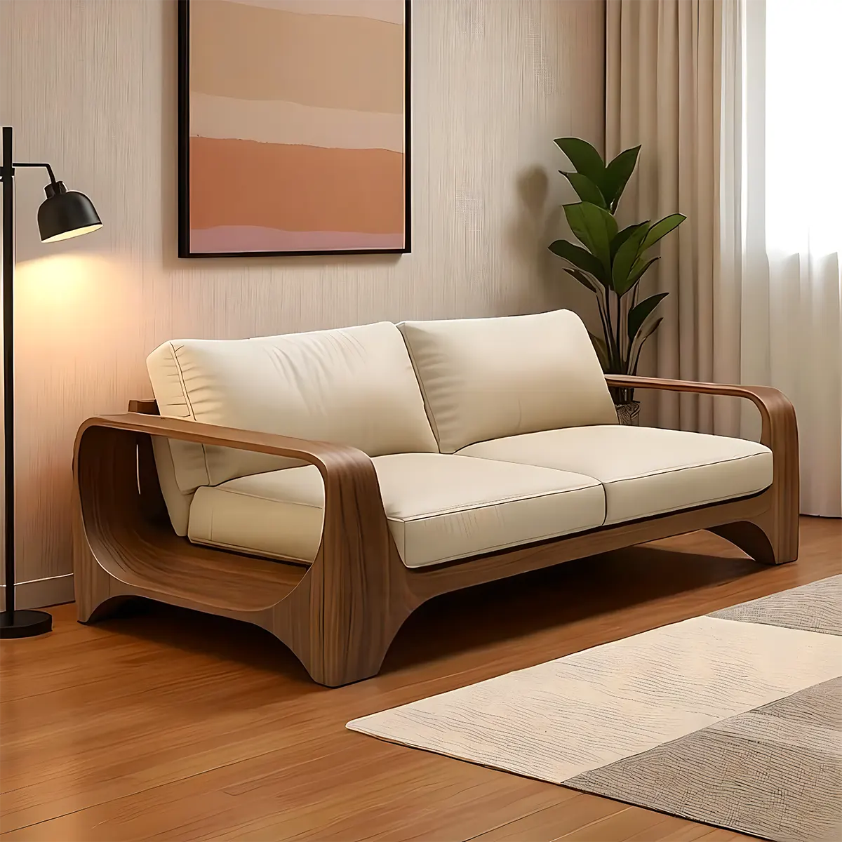 Modern Design Ash Wood Sofa - Luxurious, Durable Solid Wood Frame