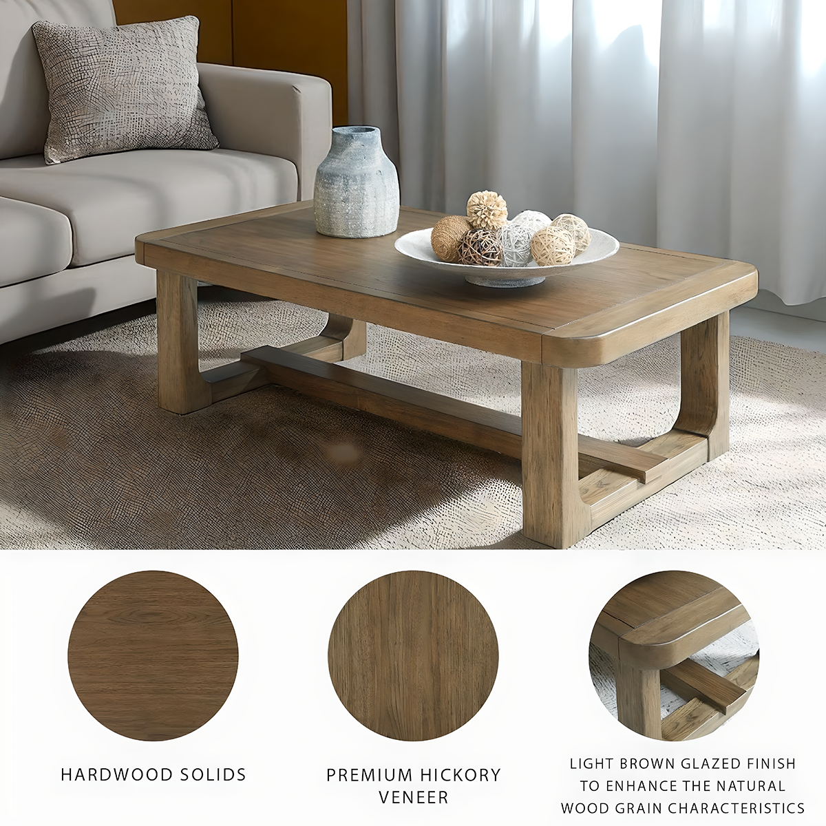 Natural Oak Coffee Table – Minimalist, Cozy Design
