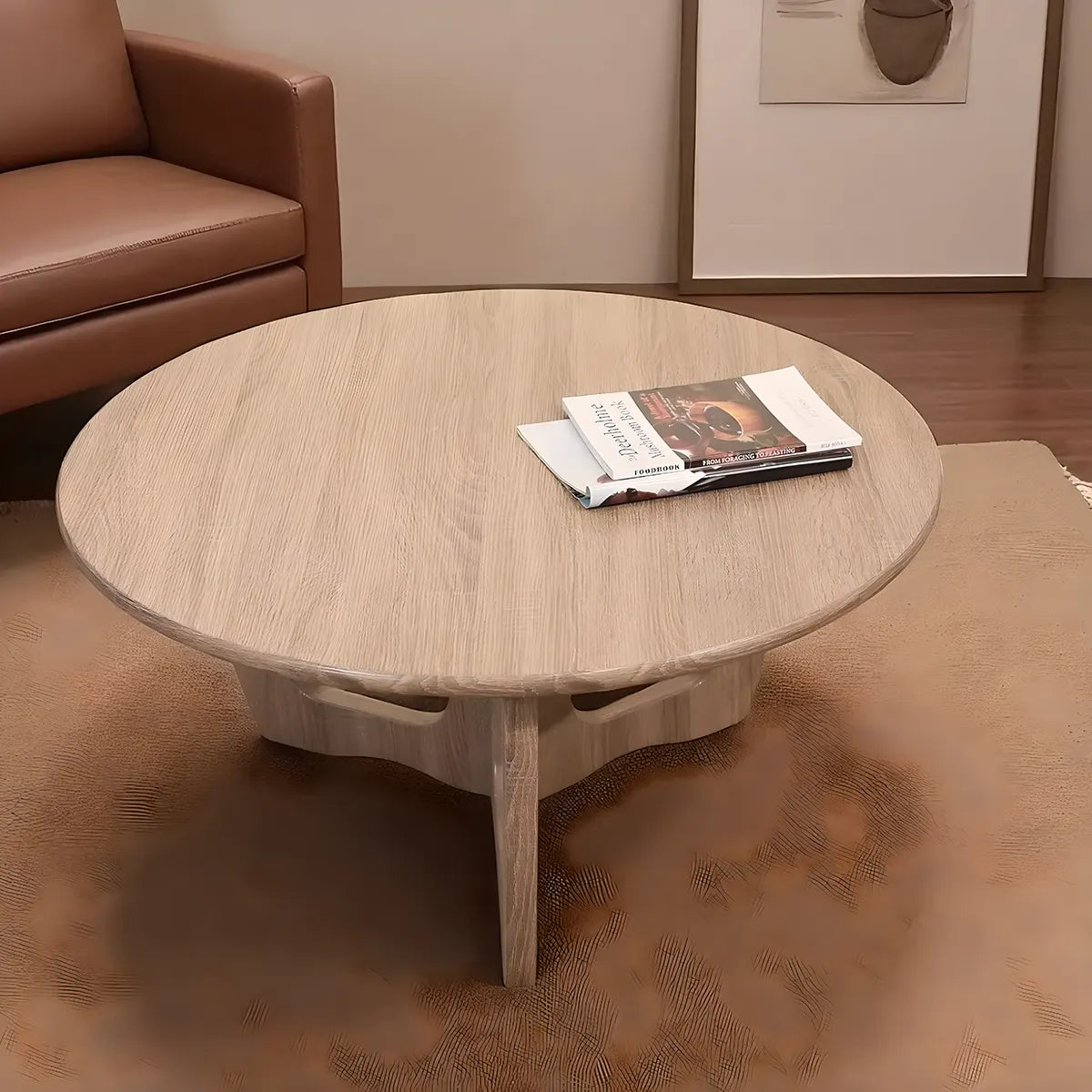 Natural Wood Round Coffee Table – Modern, Sophisticated Design