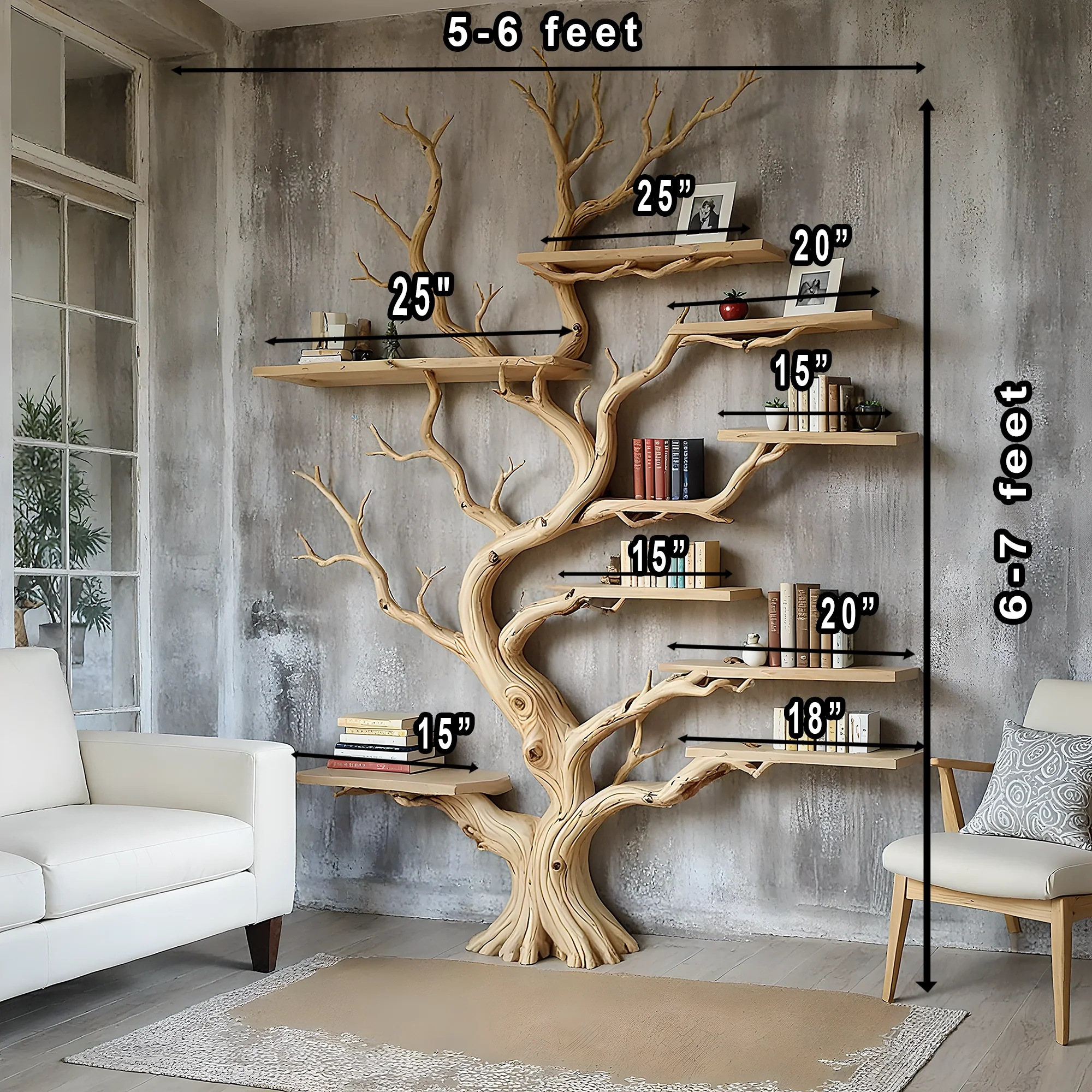 Natural Wood Tree Bookcase – Functional Art Shelf for Eco-Friendly Homes