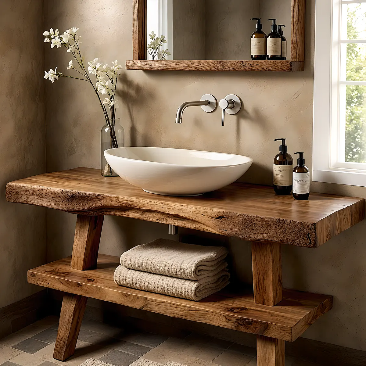 Natureline Oak Vanity – Solid Wood Rustic Bathroom - Rustira