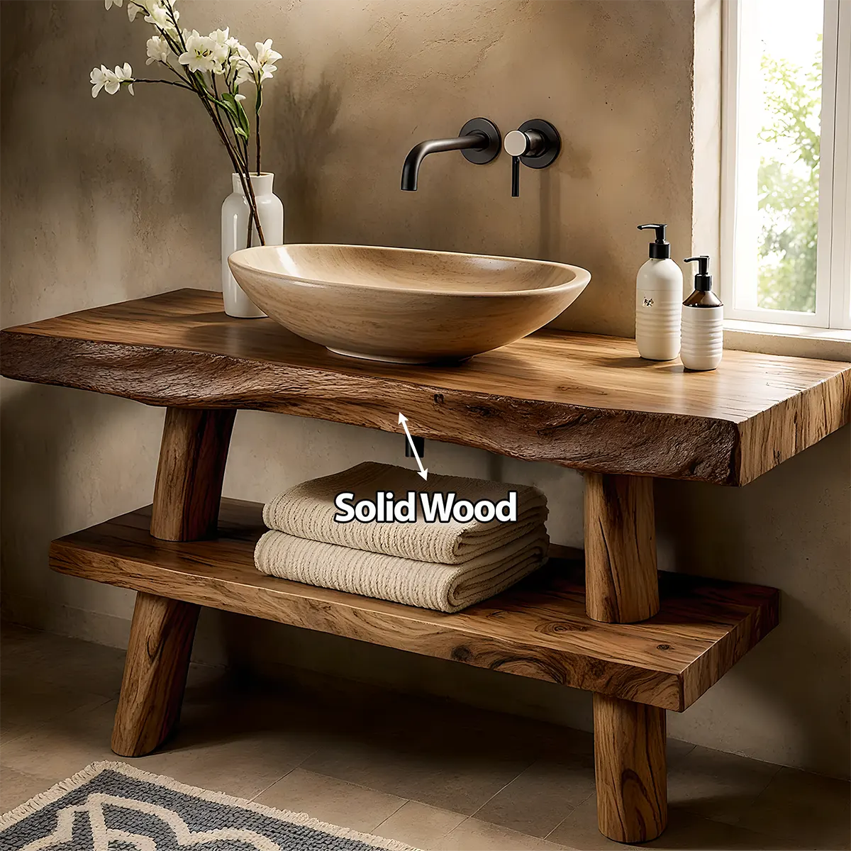 Natureline Oak Vanity – Solid Wood Rustic Bathroom - Rustira