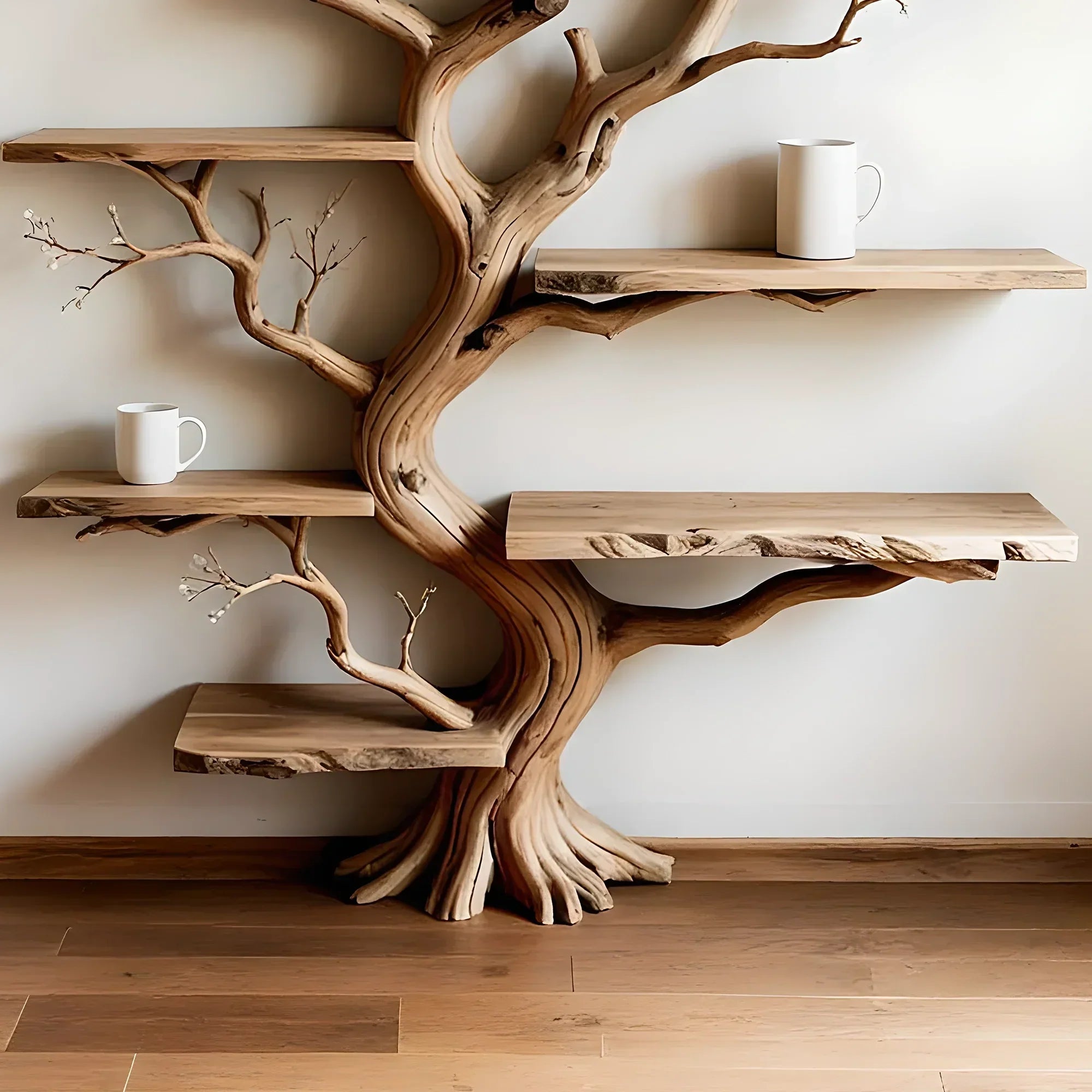 Modern Tree Bookshelf – Artistic Wooden Bookcase, Minimalist & Natural Design