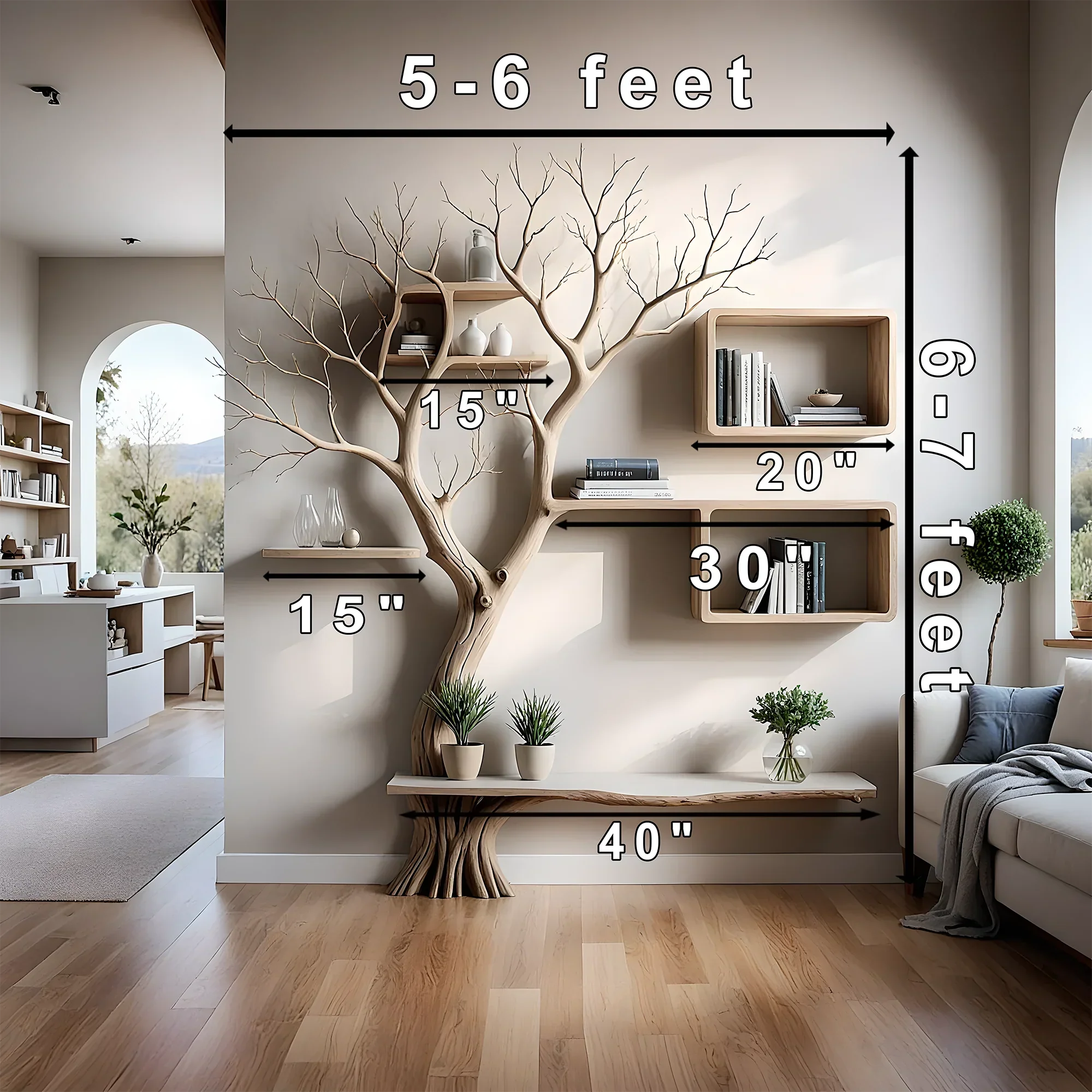 Room decoration shelves, book shelves, solid wood shelves, natural wood shelves