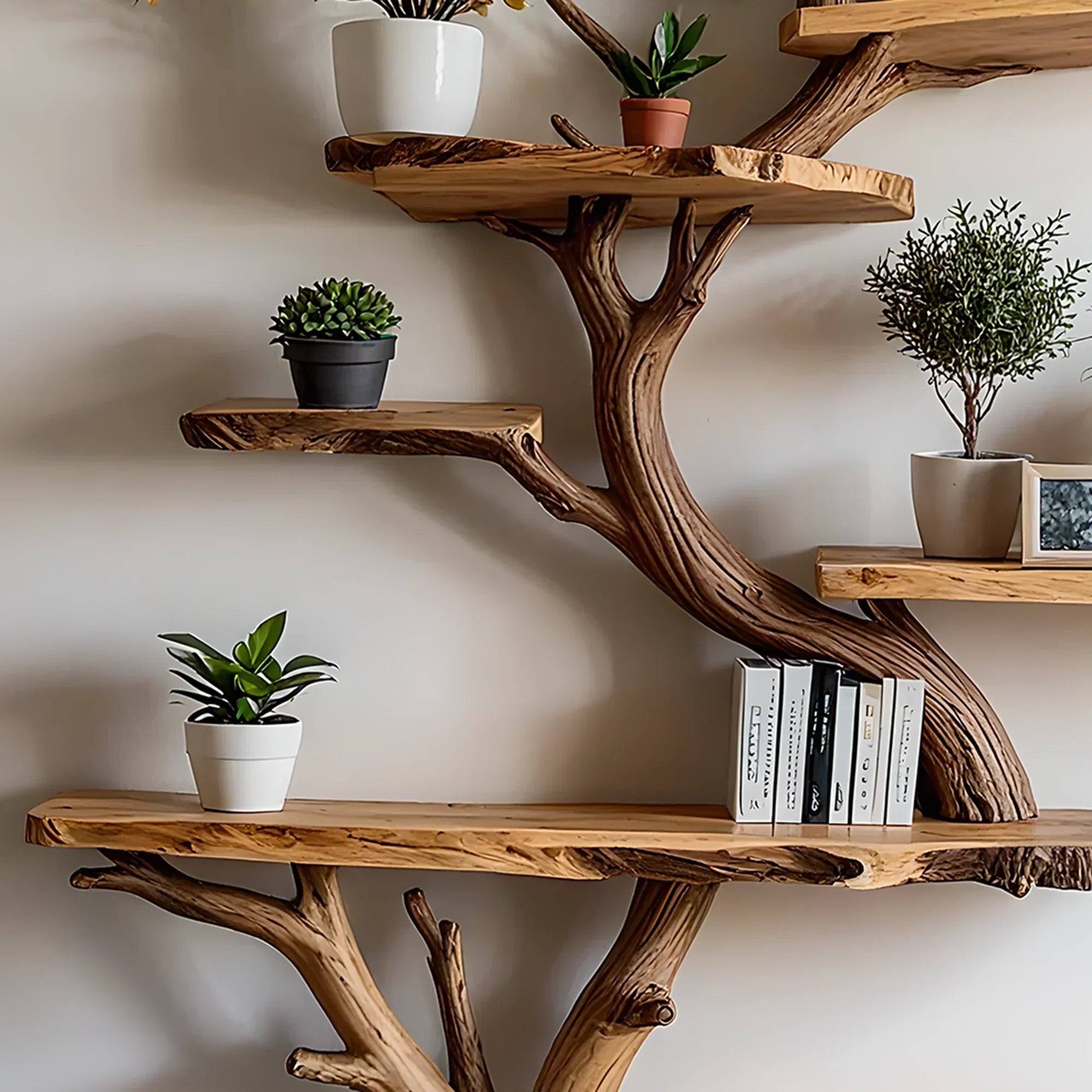 Solid Wood Tree Branch Shelf – Eco-Friendly & Artistic